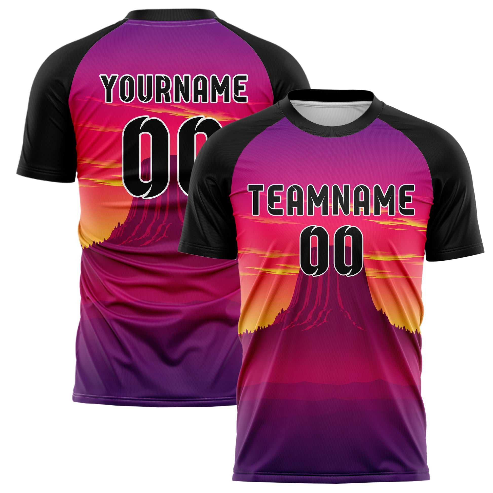 Hot Pink Devils Tower Skyline Design 15-0391 individuelles Fußballtrikot main
