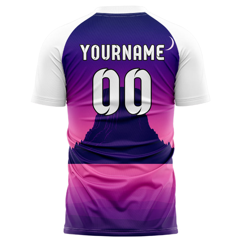 Lila Devils Tower Skyline Design 15-0396 individuelles Fußballtrikot back