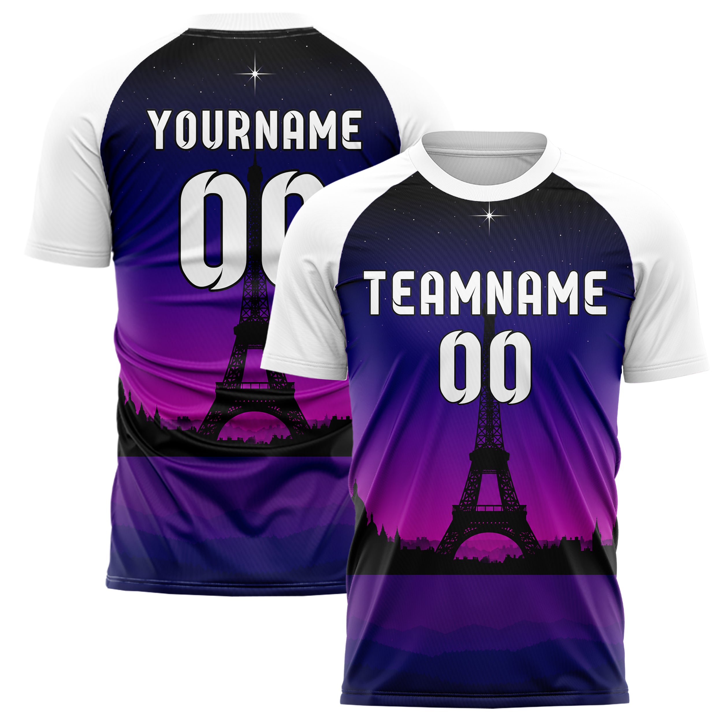 Schwarz Eiffel Tower Skyline Design 15-0248 individuelles Fußballtrikot main