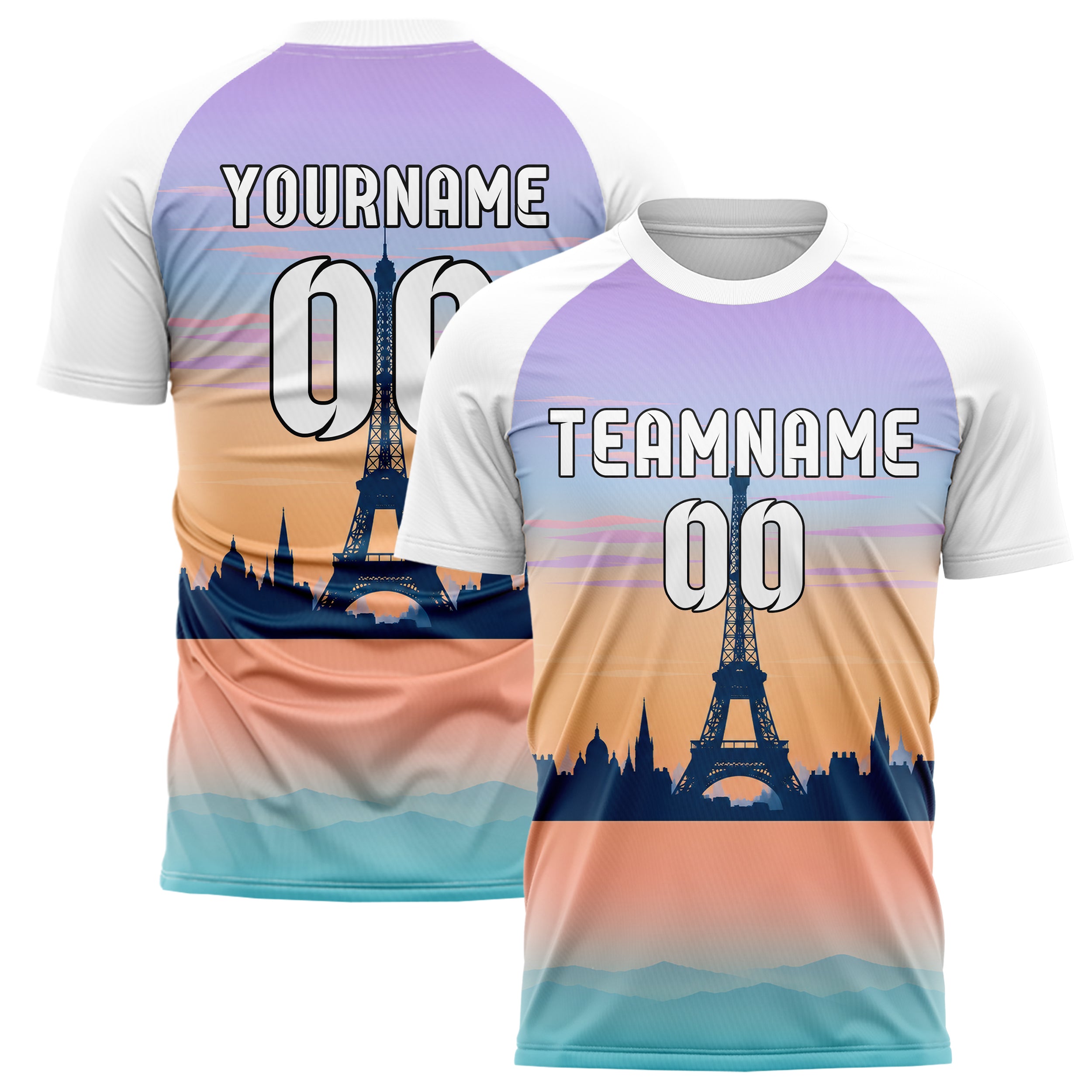 Hellblau Eiffel Tower Skyline Design 15-0244 individuelles Fußballtrikot main