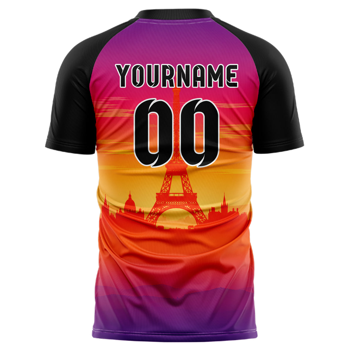 Orange Eiffel Tower Skyline Design 15-0242 individuelles Fußballtrikot back