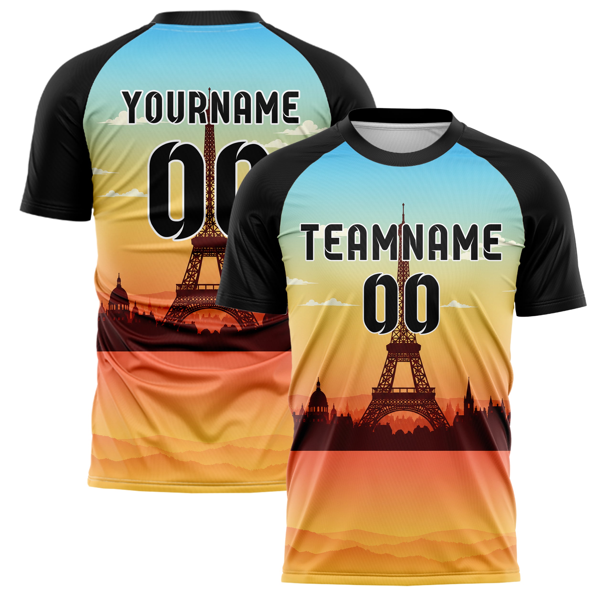 Gelb Eiffel Tower Skyline Design 15-0245 individuelles Fußballtrikot main