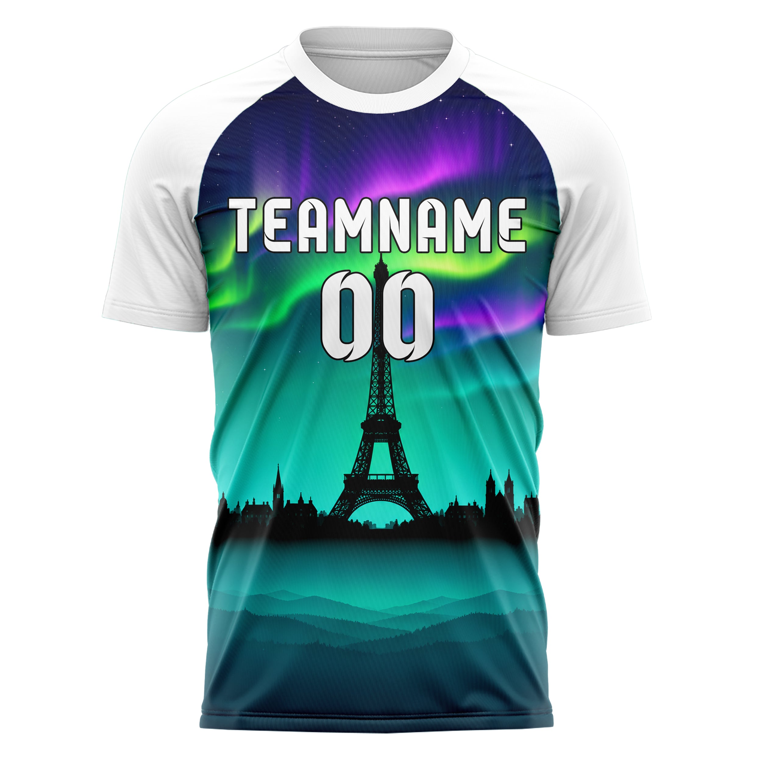 Petrol Eiffel Tower Skyline Design 15-0250 individuelles Fußballtrikot front