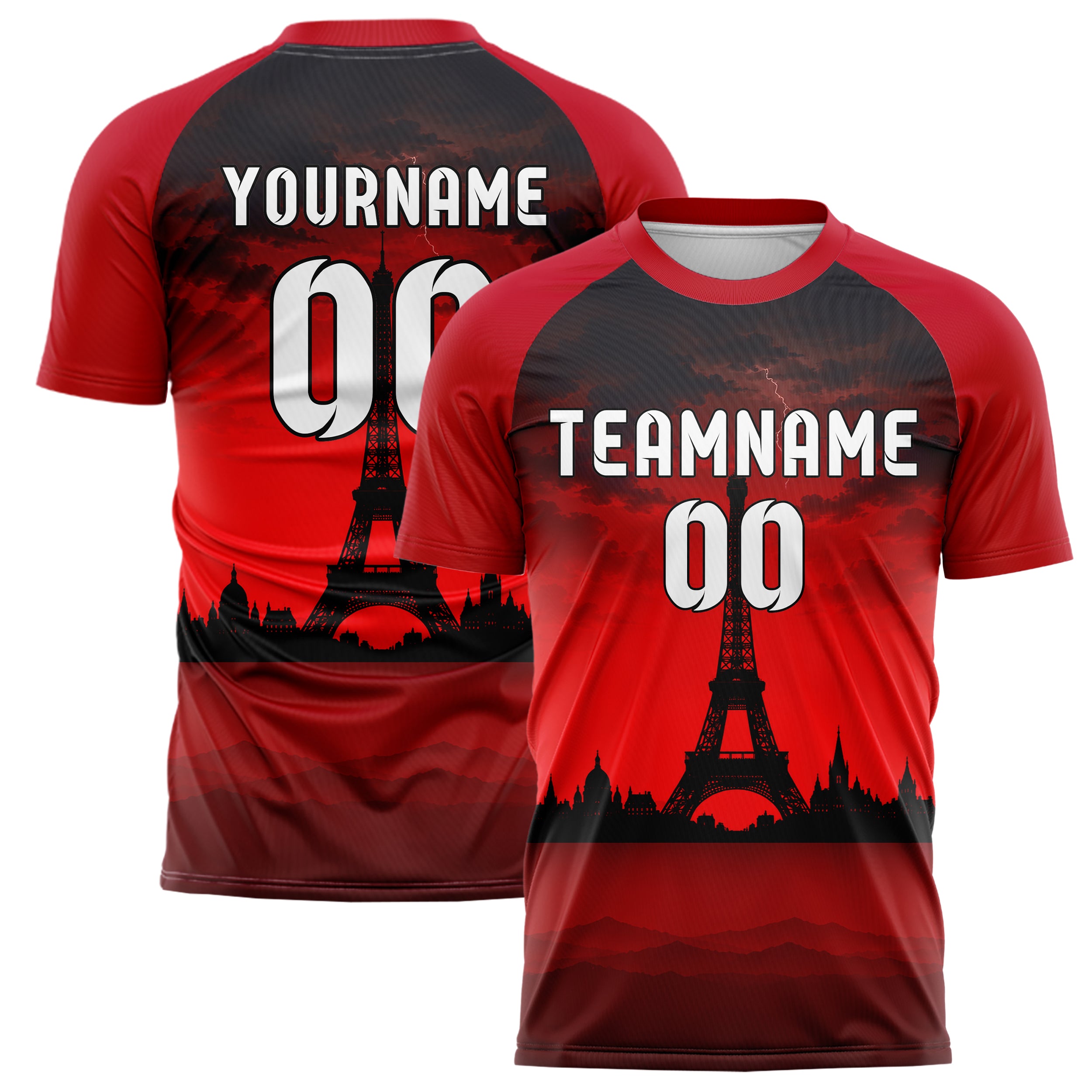Schwarz Eiffel Tower Skyline Design 15-0247 individuelles Fußballtrikot main