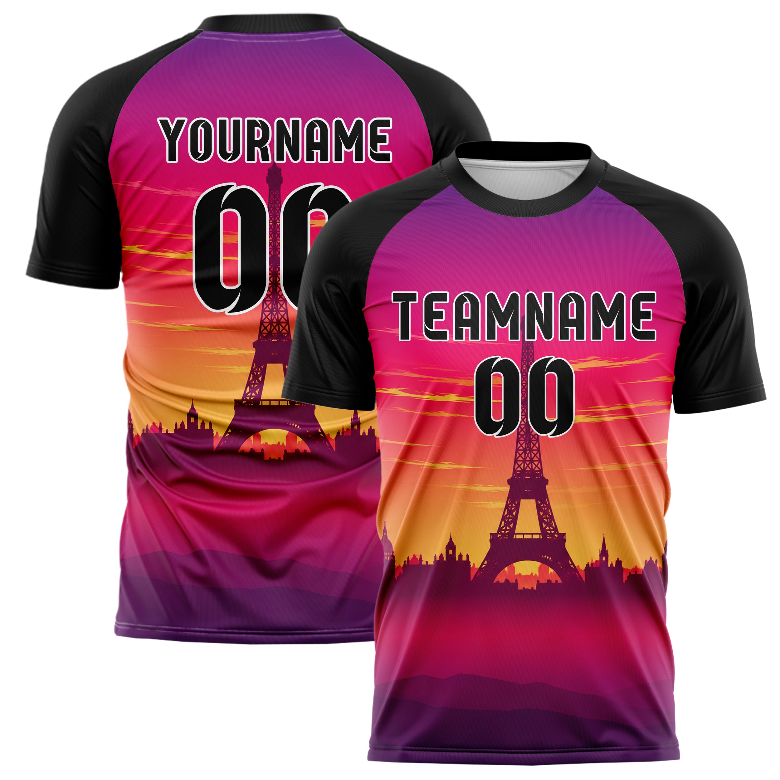 Hot Pink Eiffel Tower Skyline Design 15-0241 individuelles Fußballtrikot main
