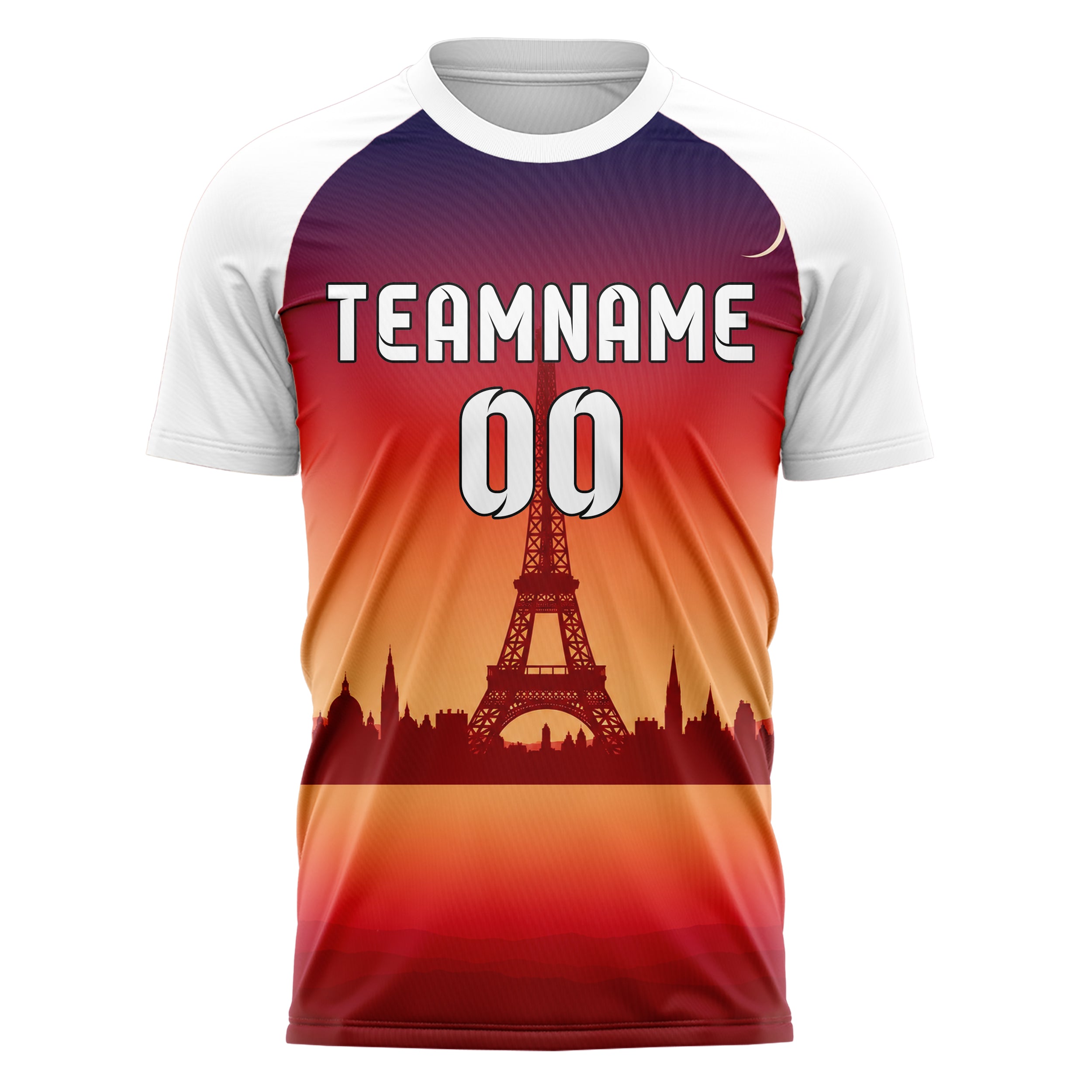 Rot Eiffel Tower Skyline Design 15-0243 individuelles Fußballtrikot front