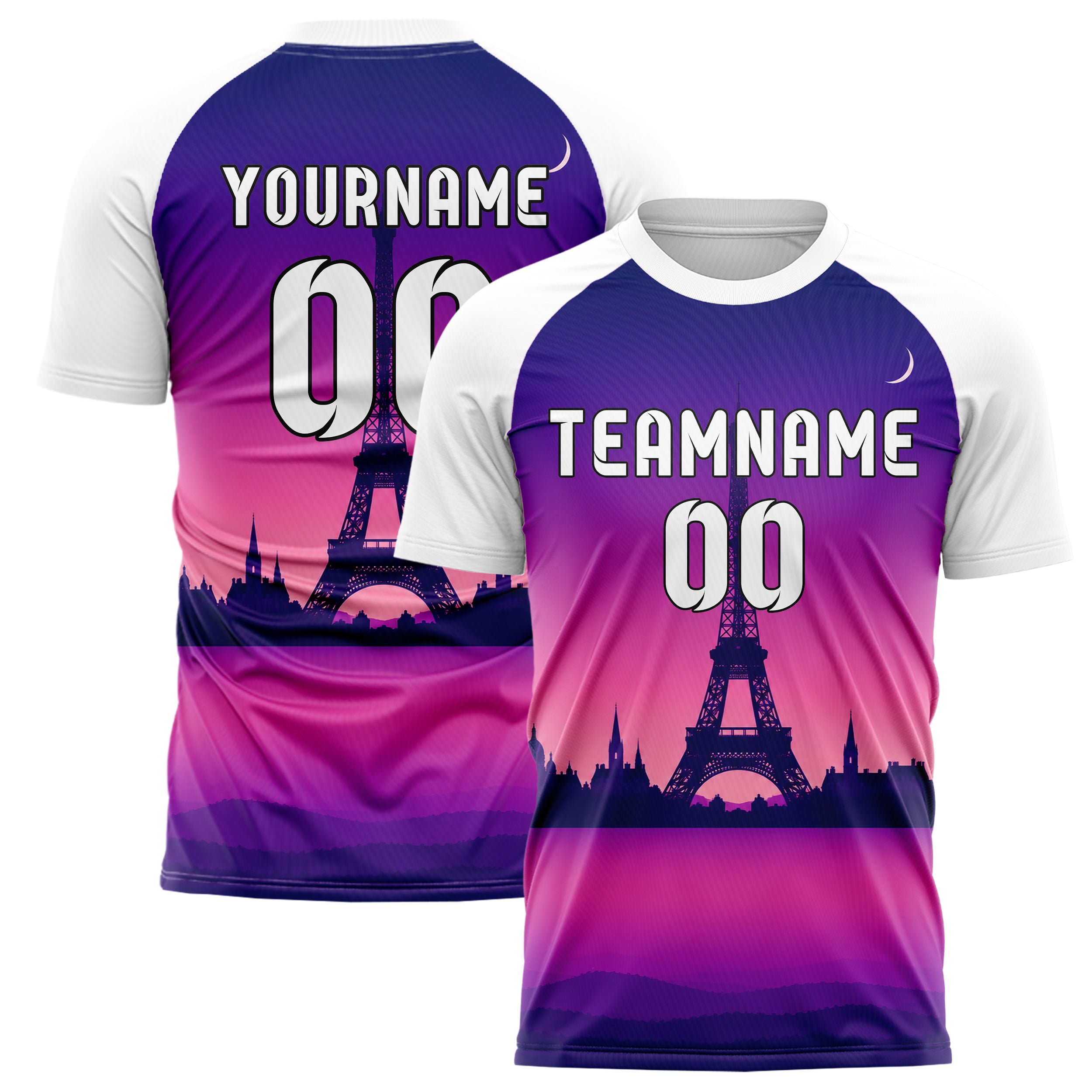Lila Eiffel Tower Skyline Design 15-0246 individuelles Fußballtrikot main