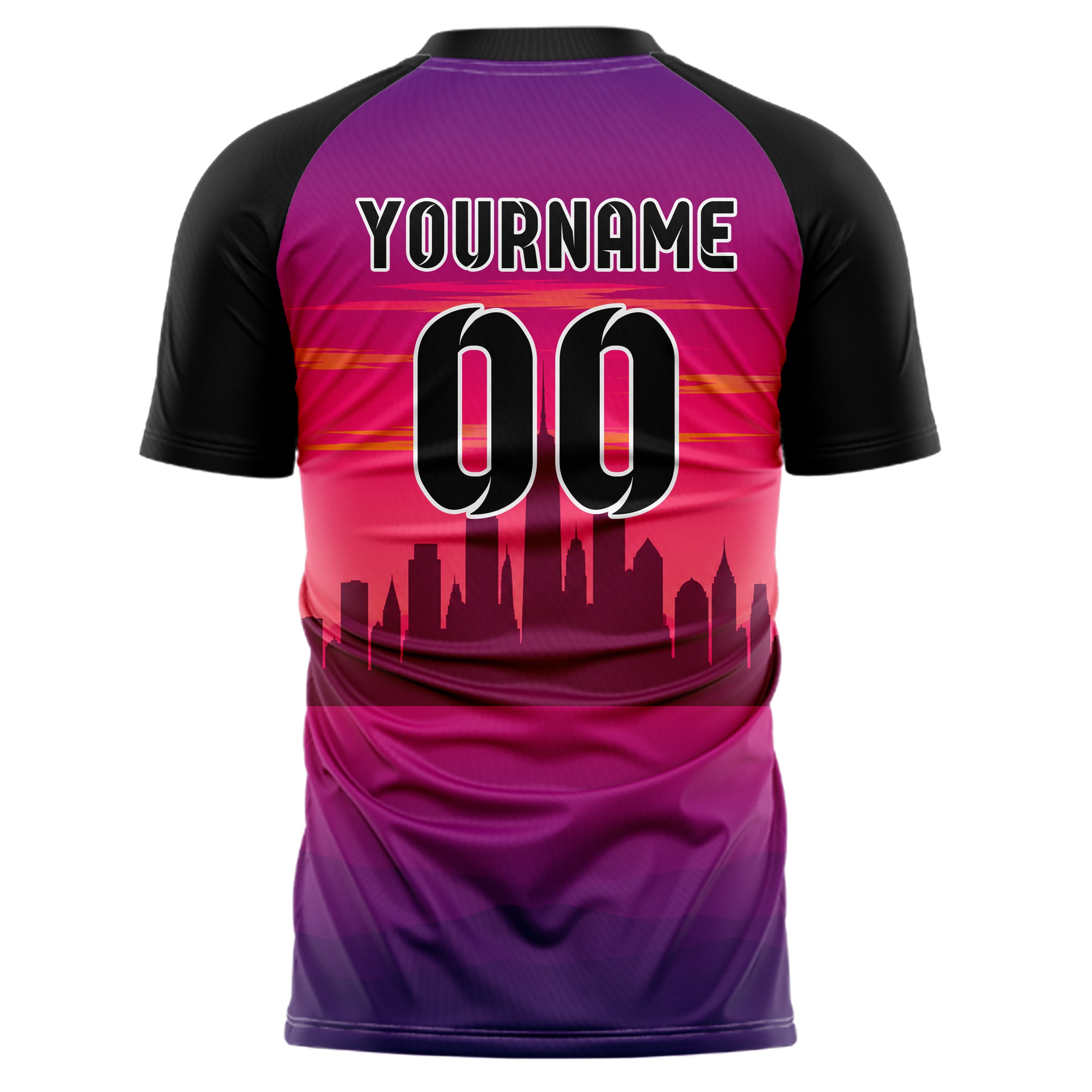 Hot Pink American Skyline Design 15-0551 individuelles Fußballtrikot back