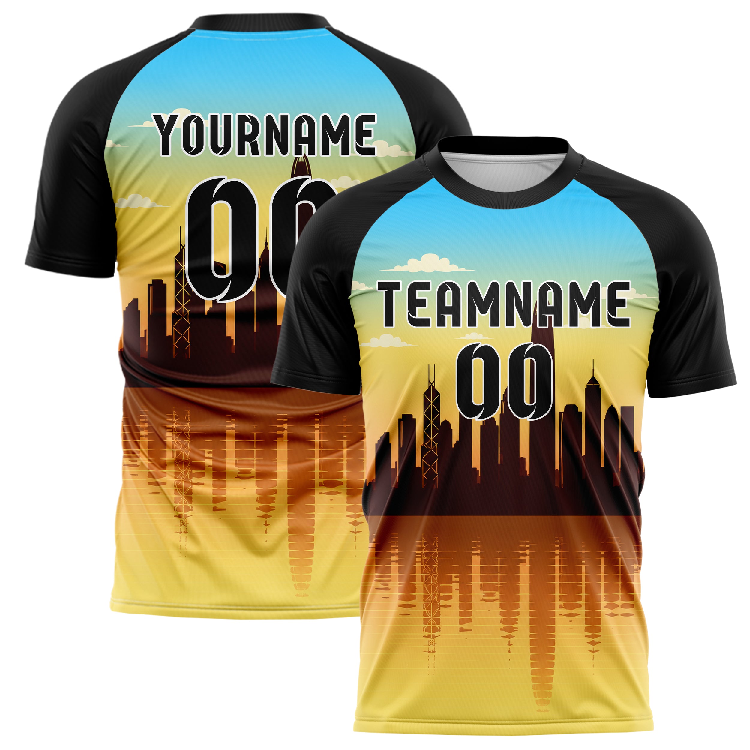 Gelb Asian Skyline Design 15-0575 individuelles Fußballtrikot main