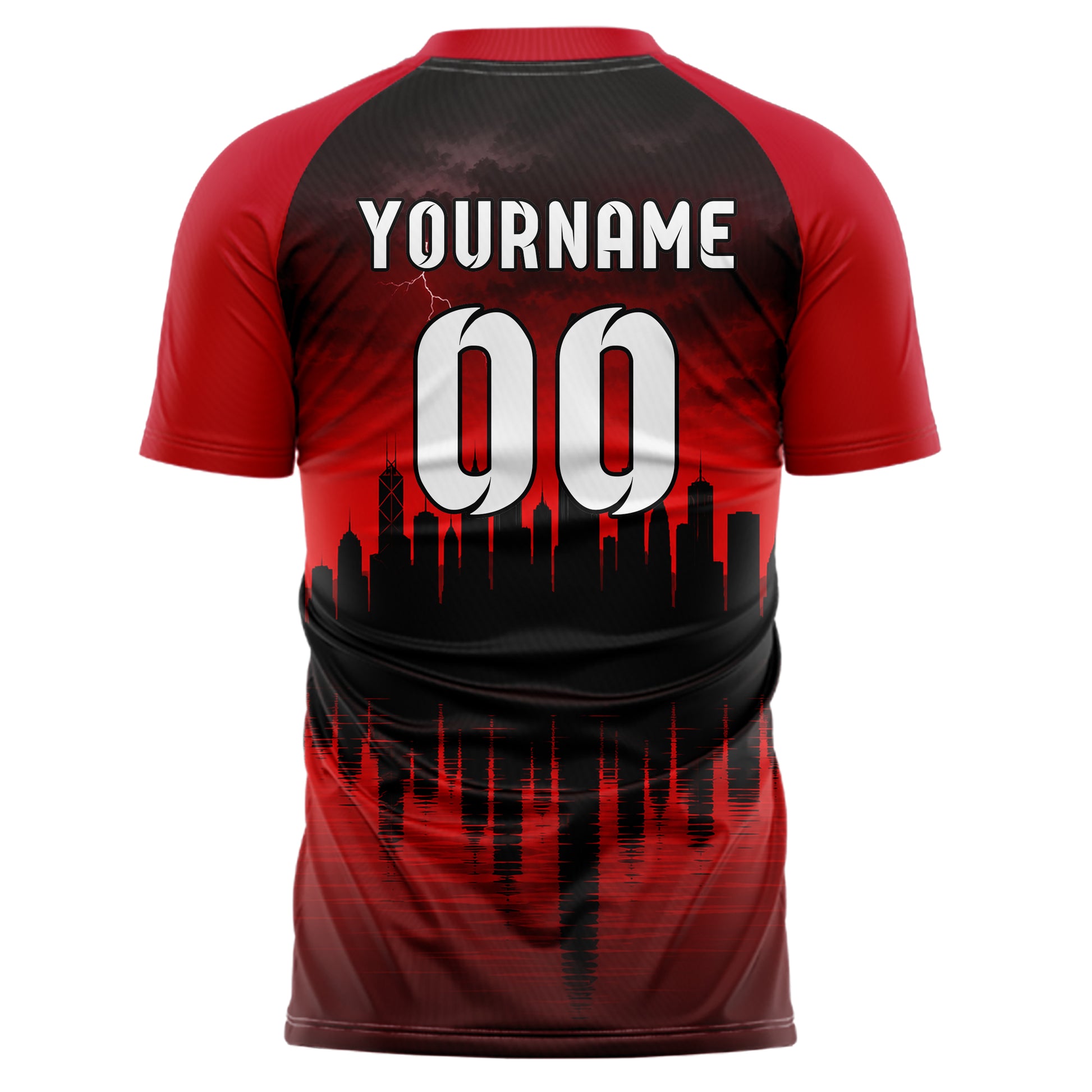 Schwarz Asian Skyline Design 15-0577 individuelles Fußballtrikot back