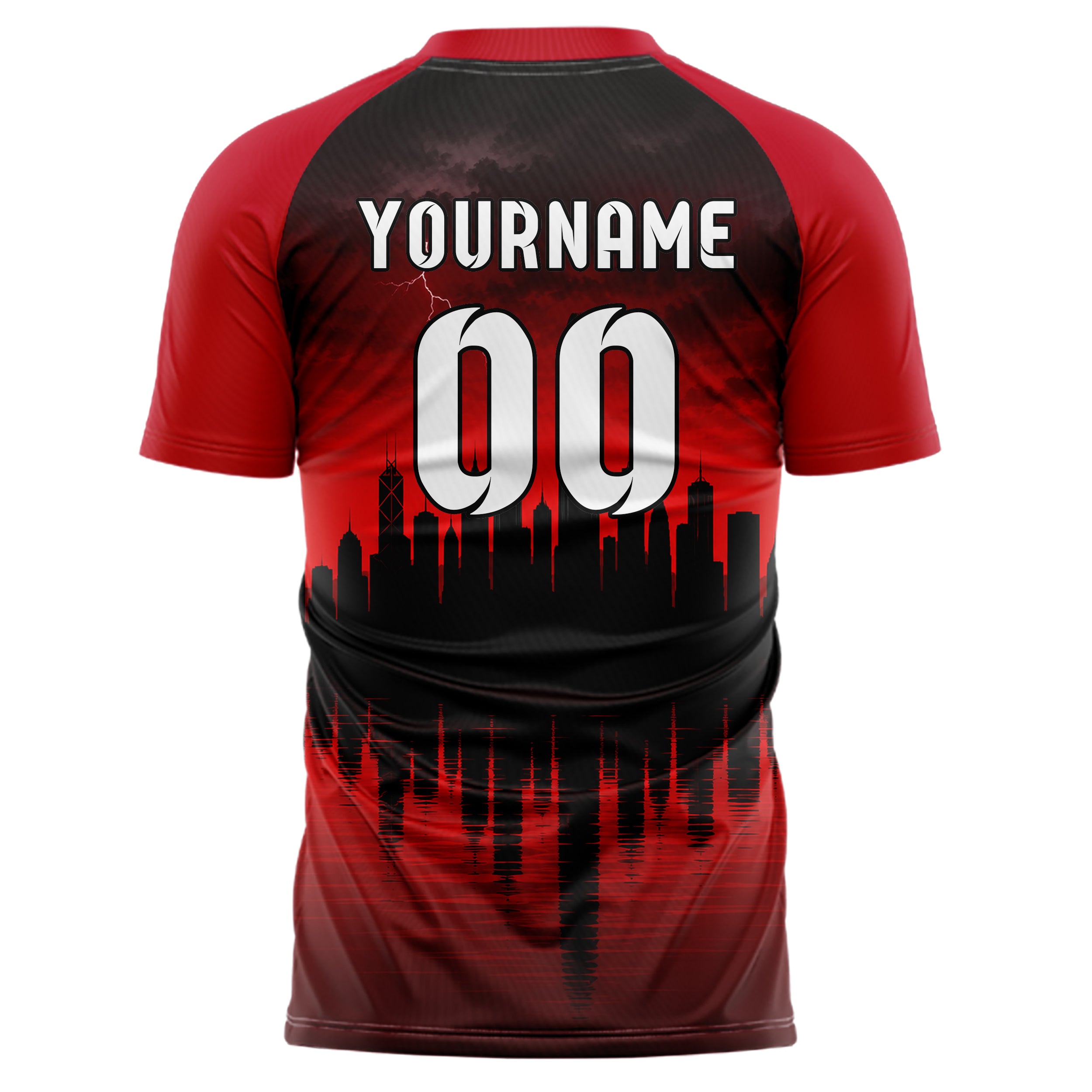 Schwarz Asian Skyline Design 15-0577 individuelles Fußballtrikot back