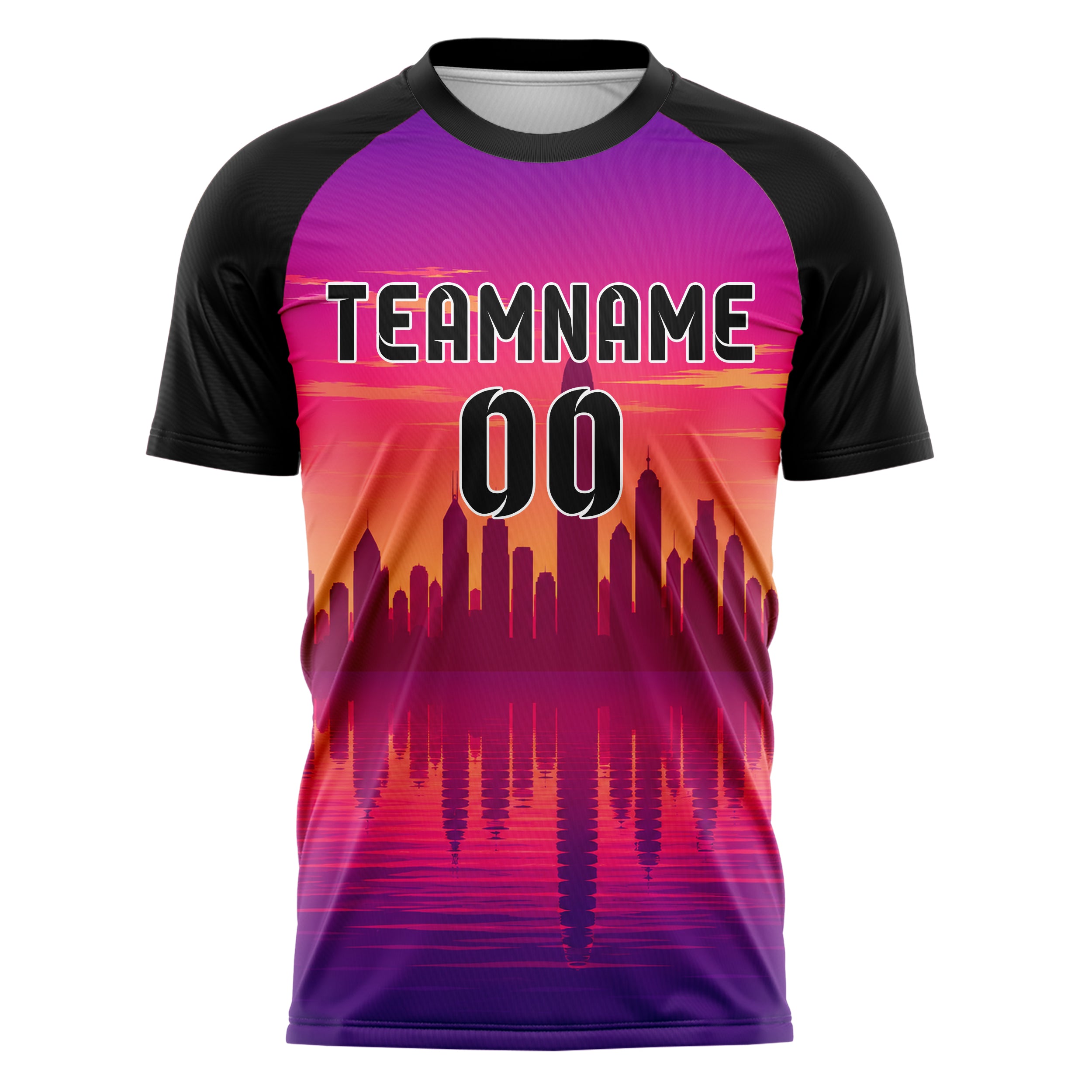 Hot Pink Asian Skyline Design 15-0571 individuelles Fußballtrikot front