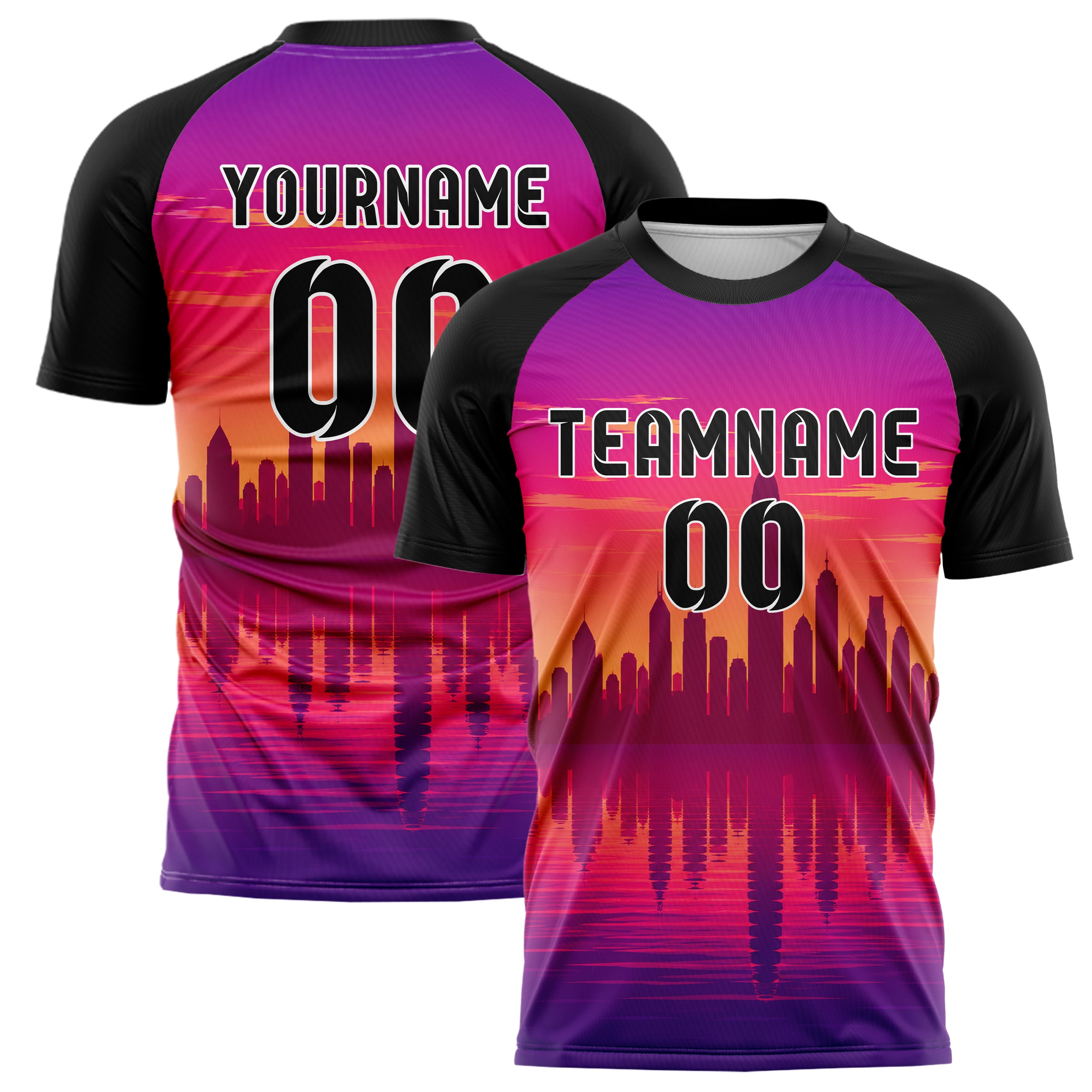 Hot Pink Asian Skyline Design 15-0571 individuelles Fußballtrikot main
