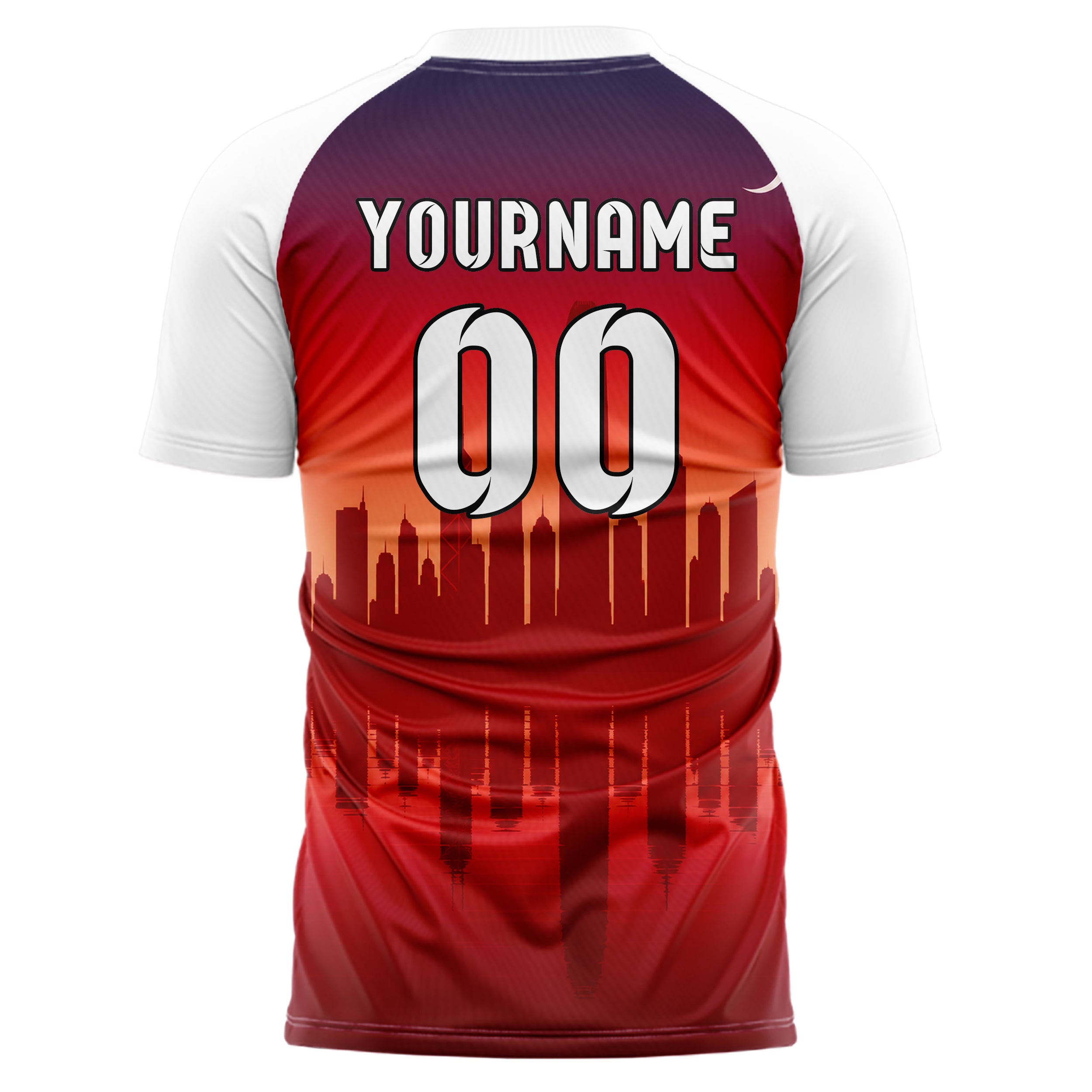 Rot Asian Skyline Design 15-0573 individuelles Fußballtrikot back