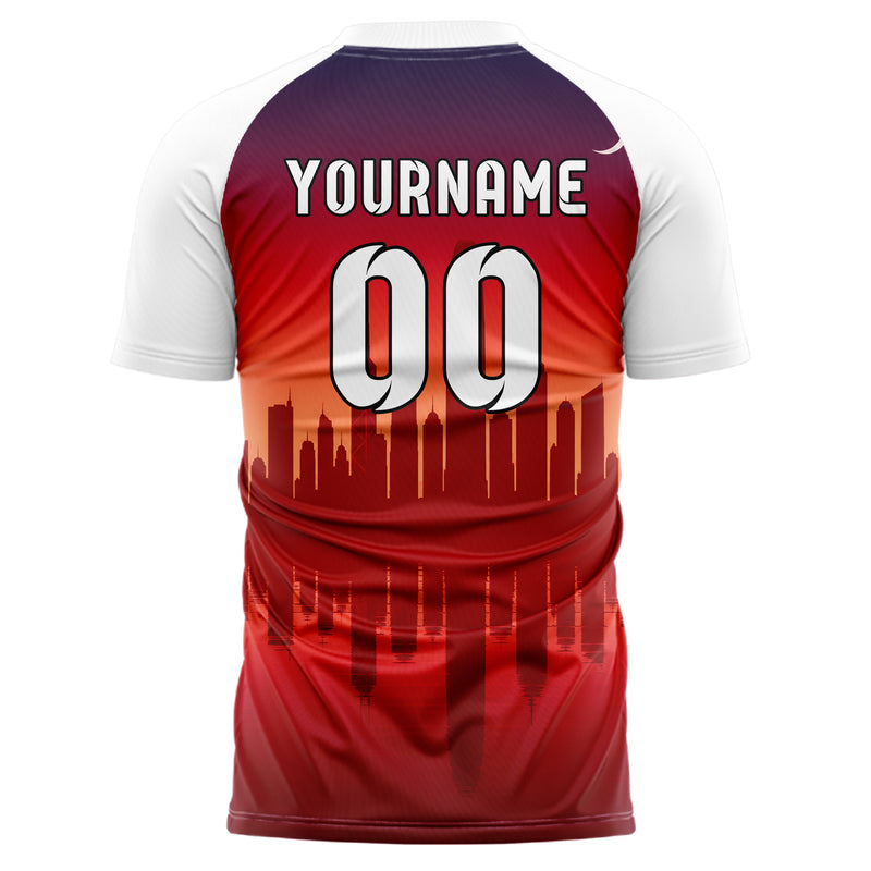 Rot Asian Skyline Design 15-0573 individuelles Fußballtrikot back