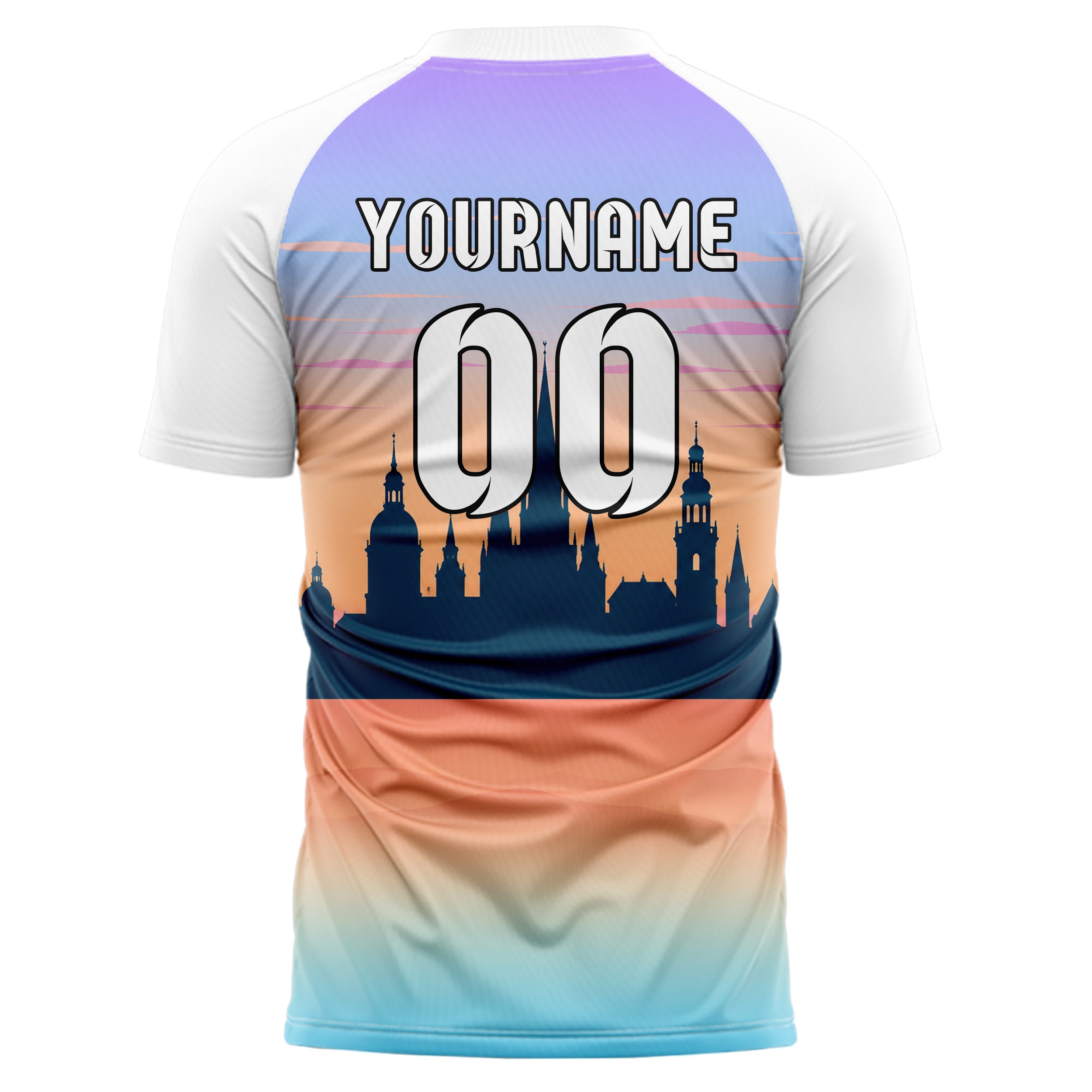 Hellblau European Skyline Design 15-0564 individuelles Fußballtrikot back