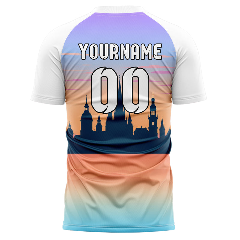 Hellblau European Skyline Design 15-0564 individuelles Fußballtrikot back