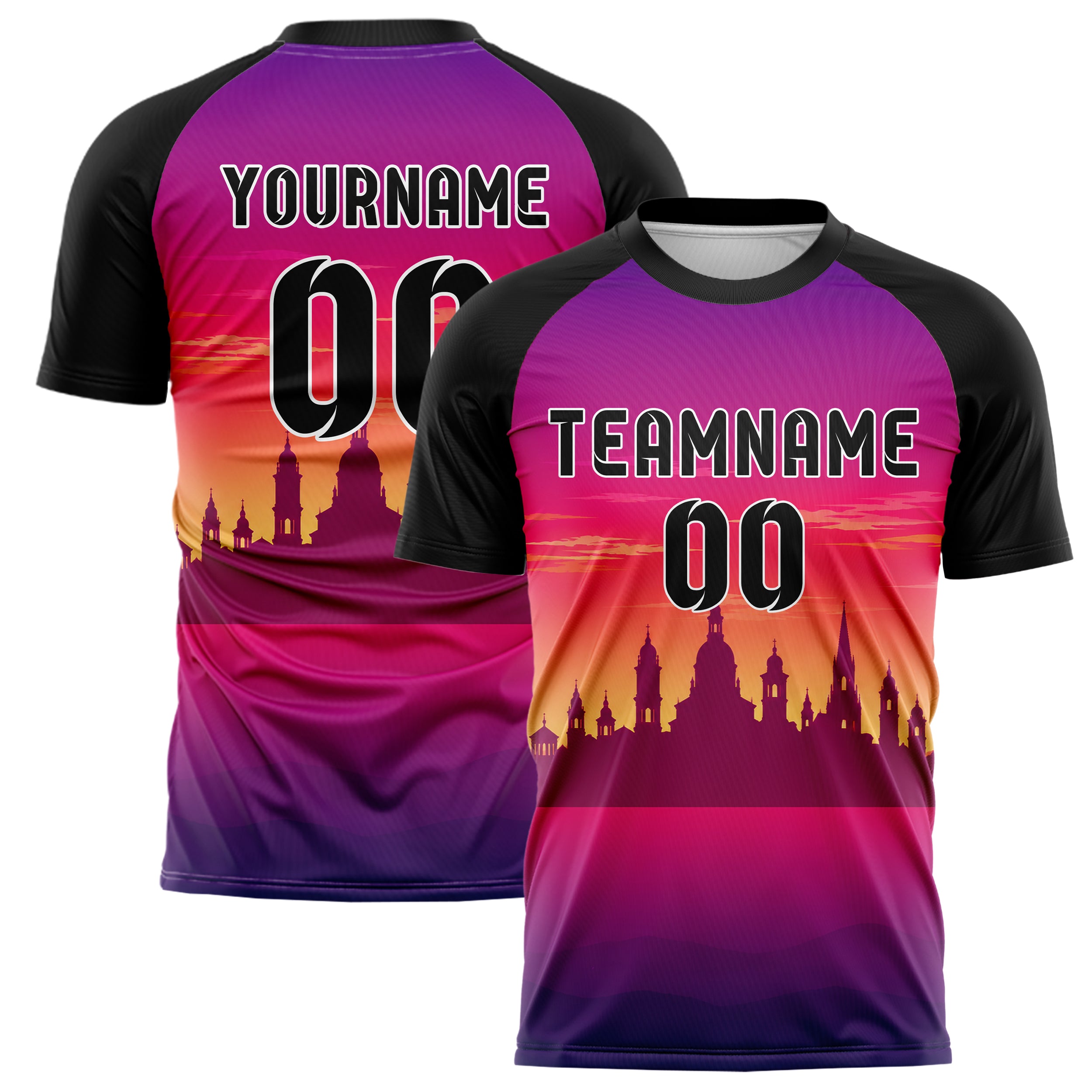 Hot Pink European Skyline Design 15-0561 individuelles Fußballtrikot main
