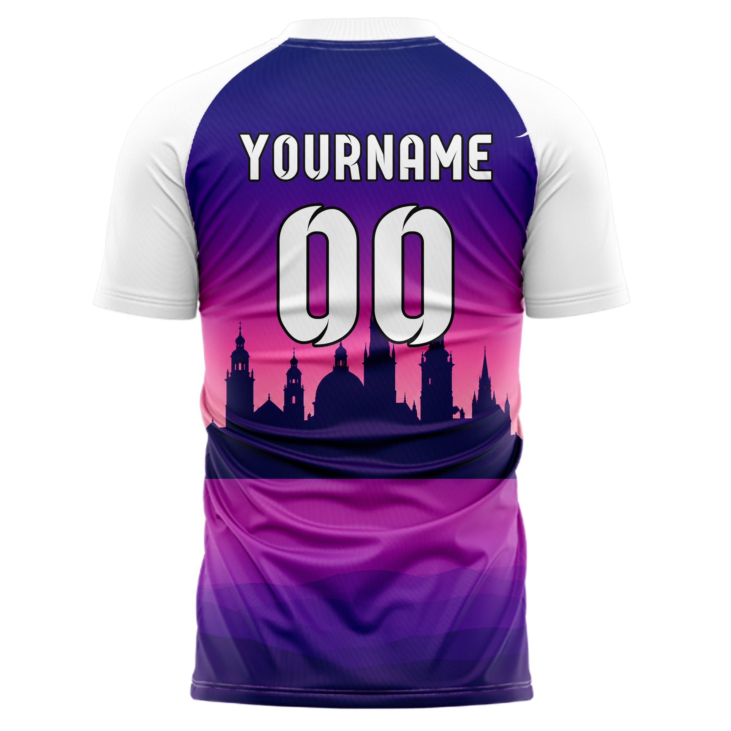 Lila European Skyline Design 15-0566 individuelles Fußballtrikot back