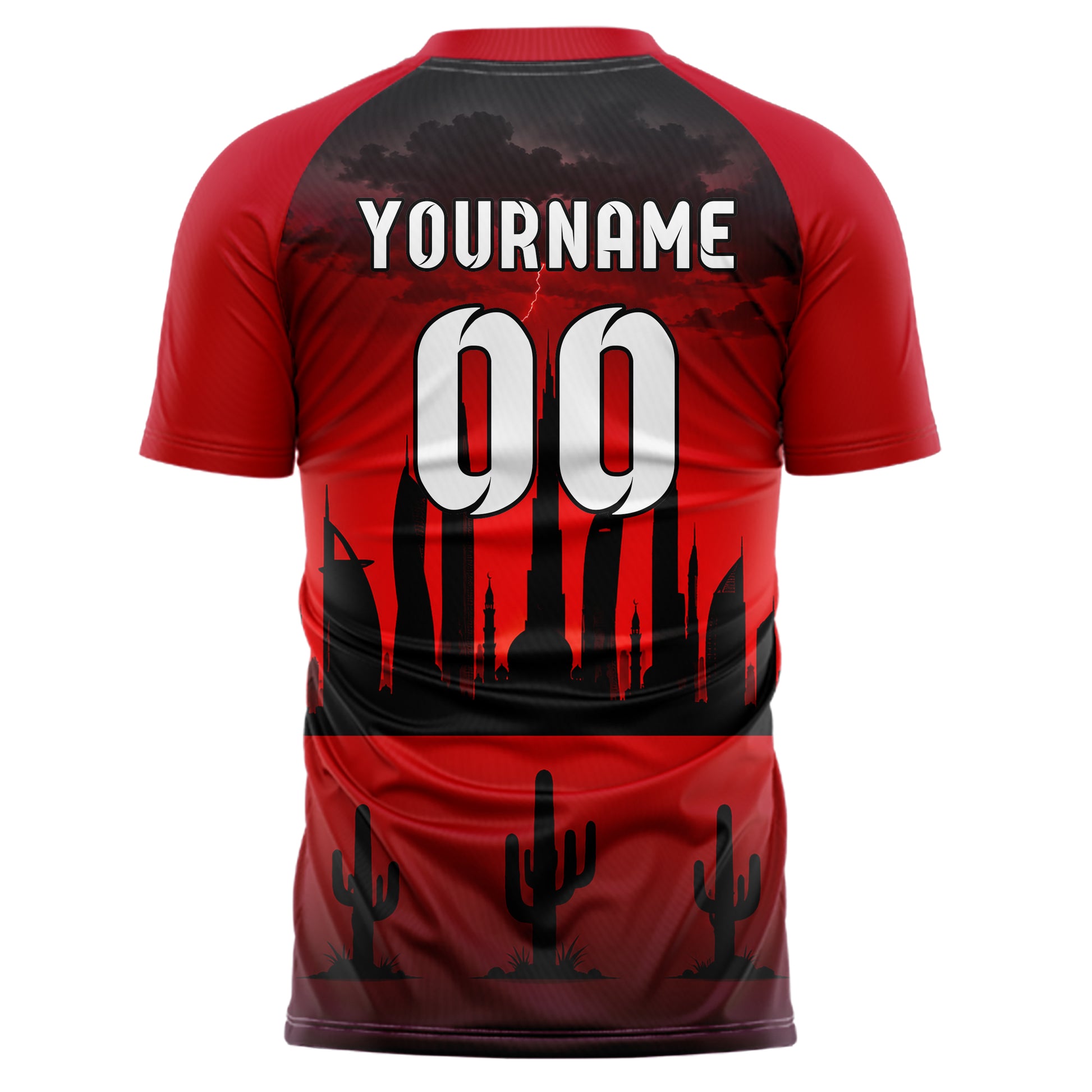 Schwarz Middle East Skyline Design 15-0587 individuelles Fußballtrikot back
