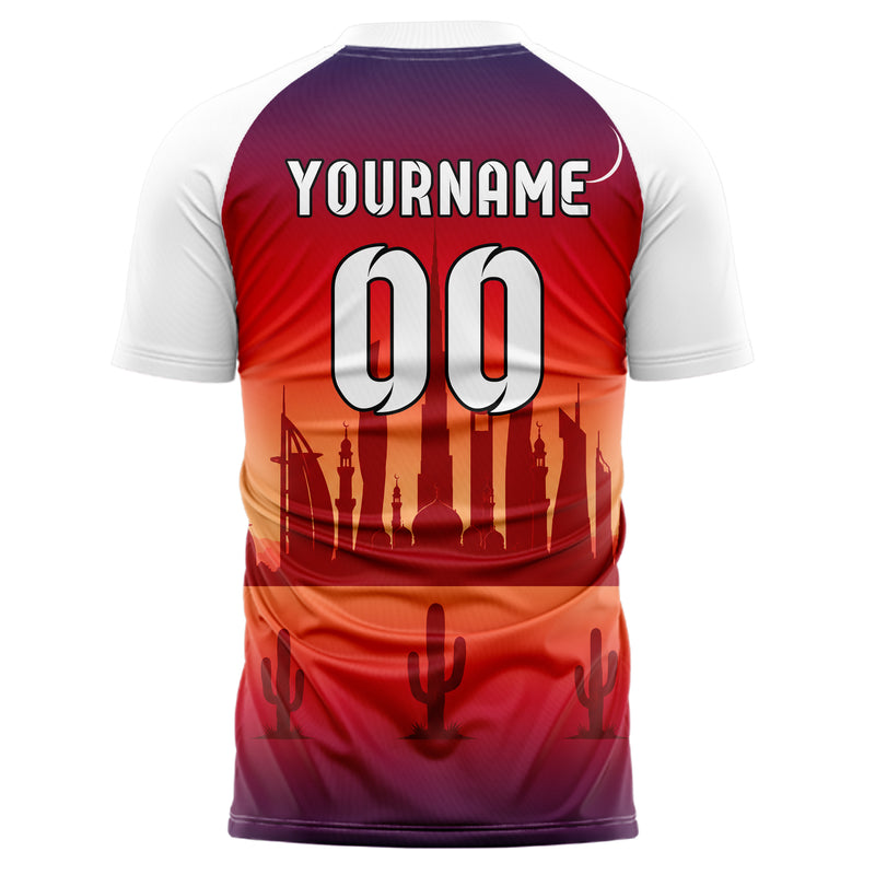 Rot Middle East Skyline Design 15-0583 individuelles Fußballtrikot back