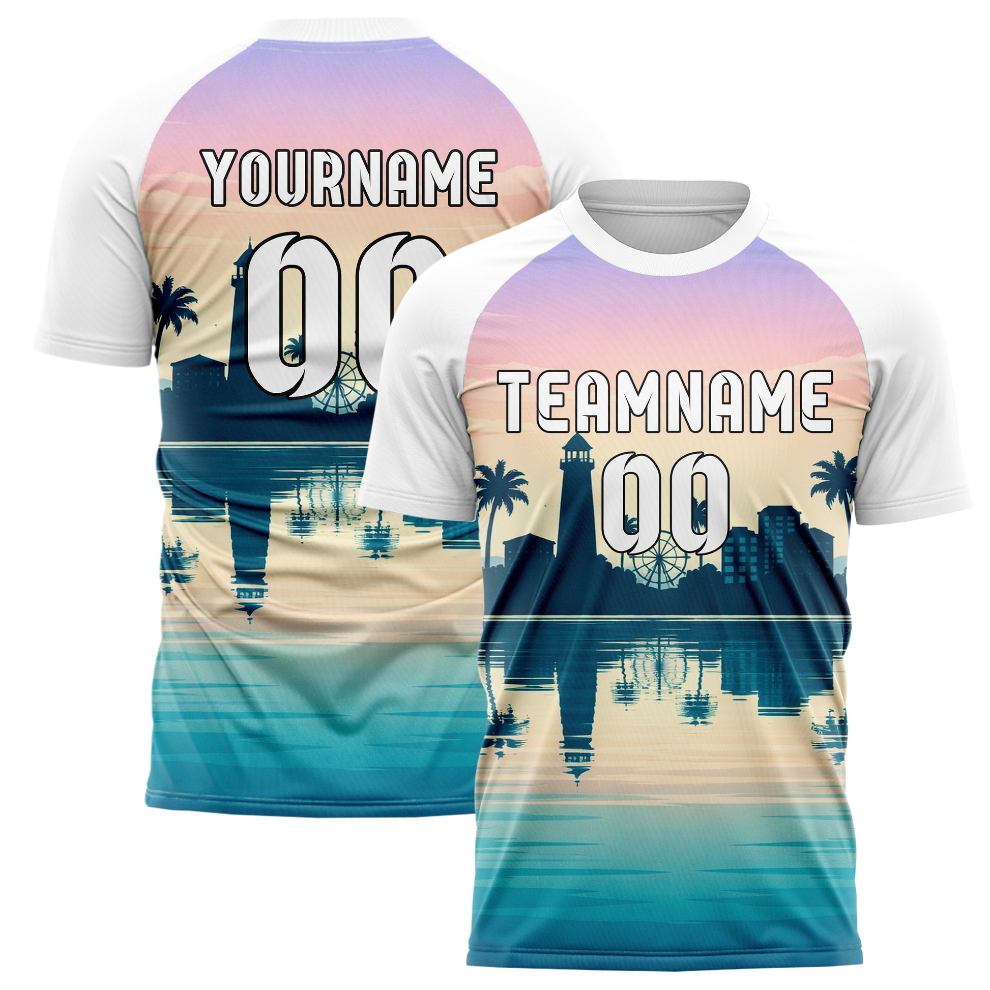 Hellblau Seaside Skyline Design 15-0594 individuelles Fußballtrikot main