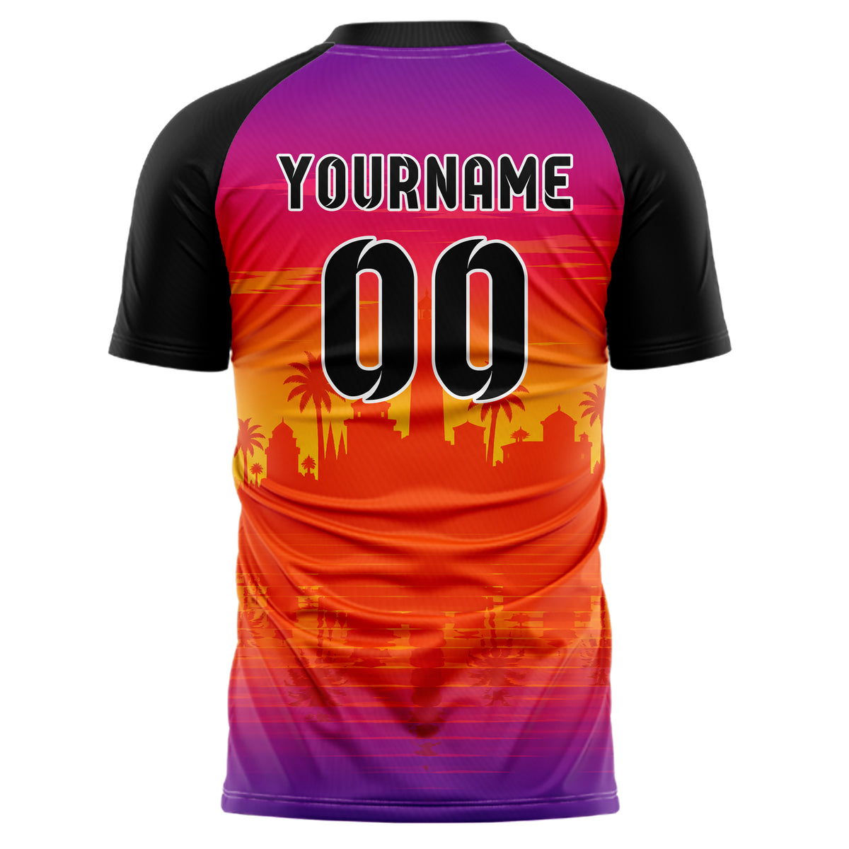 Orange Seaside Skyline Design 15-0592 individuelles Fußballtrikot back