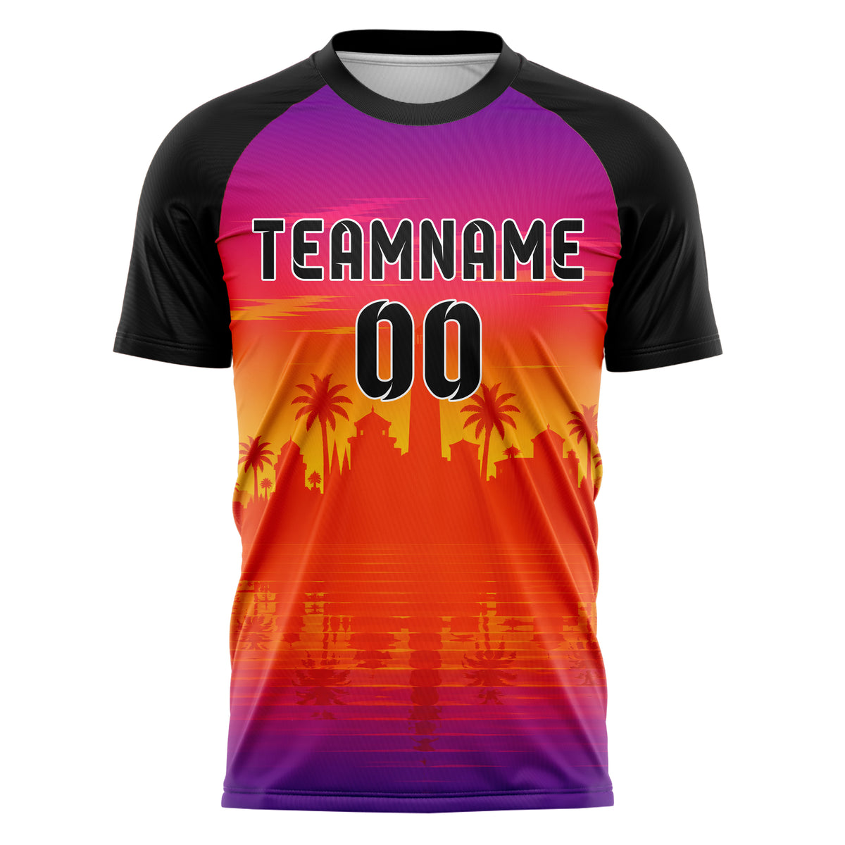 Orange Seaside Skyline Design 15-0592 individuelles Fußballtrikot front