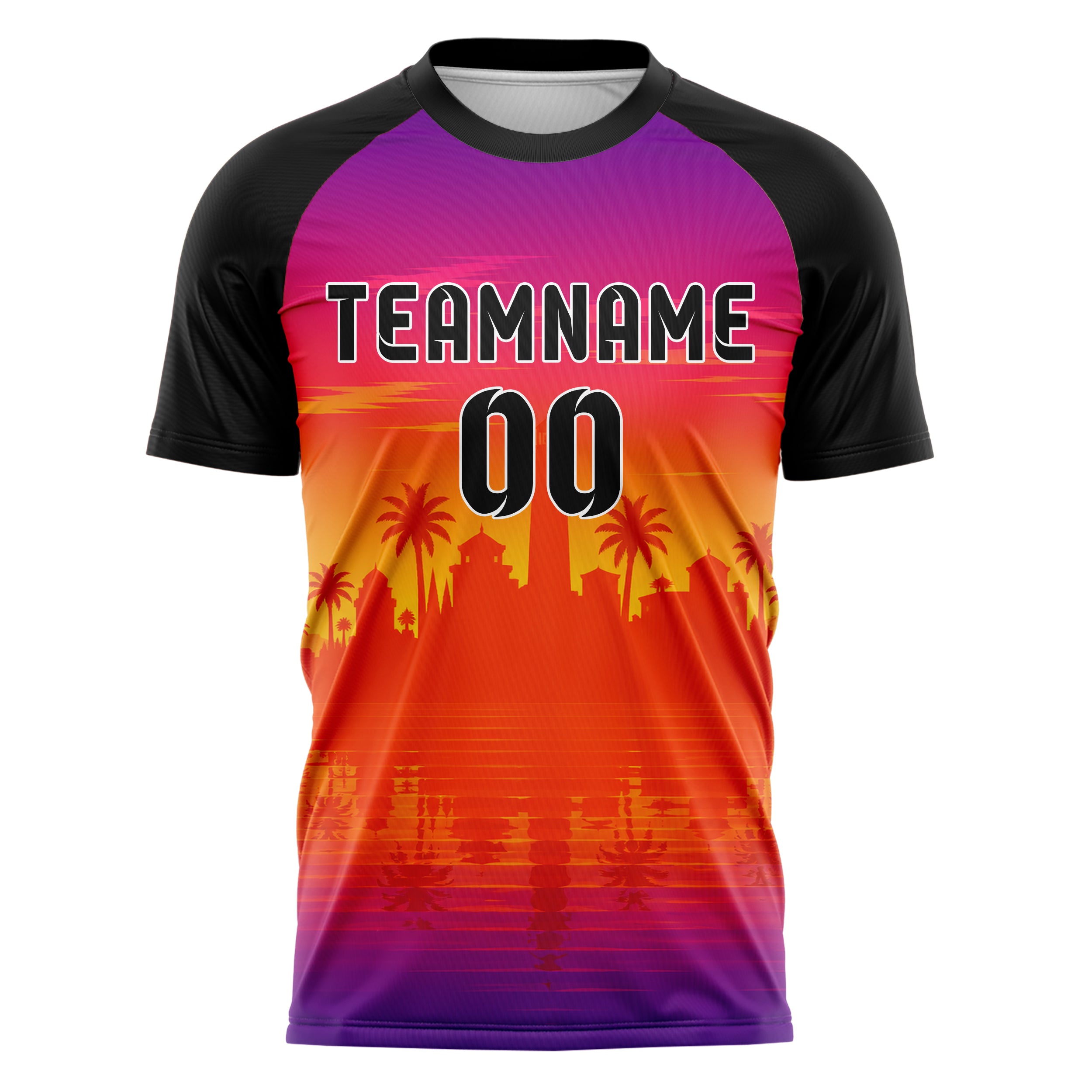 Orange Seaside Skyline Design 15-0592 individuelles Fußballtrikot front