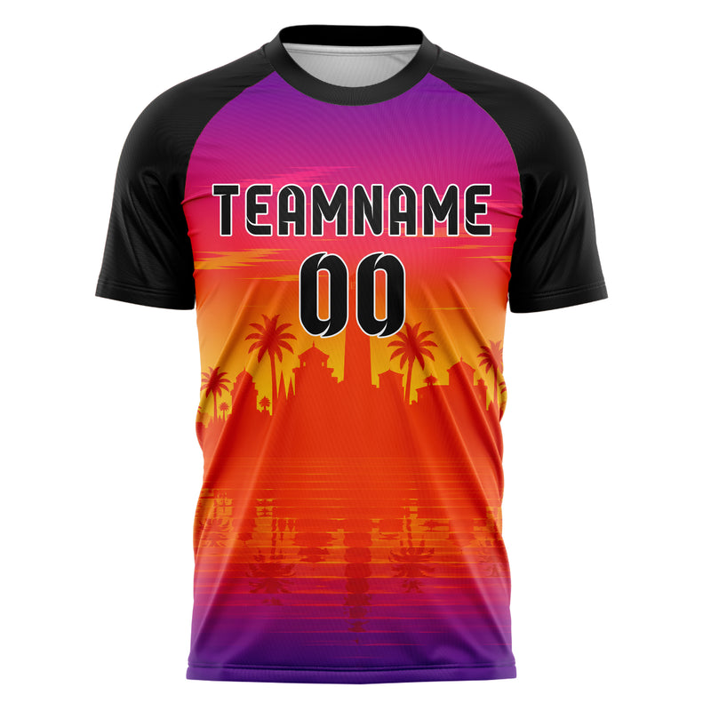 Orange Seaside Skyline Design 15-0592 individuelles Fußballtrikot front