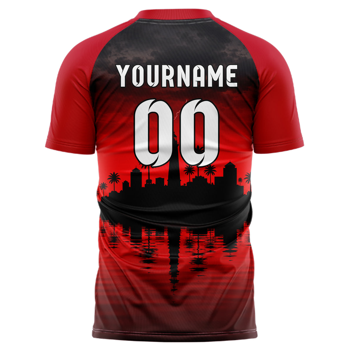 Schwarz Seaside Skyline Design 15-0597 individuelles Fußballtrikot back