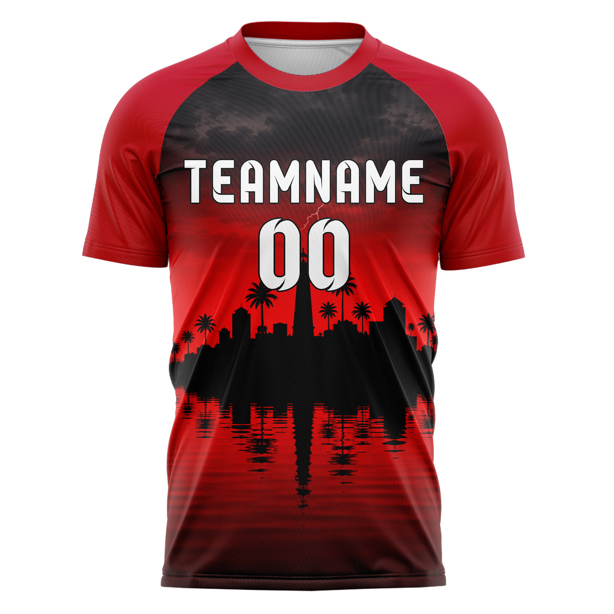 Schwarz Seaside Skyline Design 15-0597 individuelles Fußballtrikot front