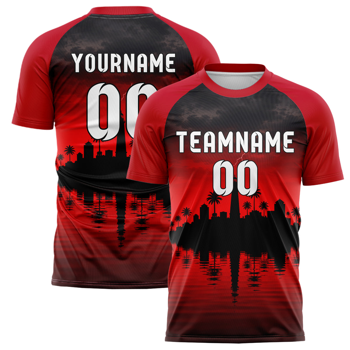 Schwarz Seaside Skyline Design 15-0597 individuelles Fußballtrikot main