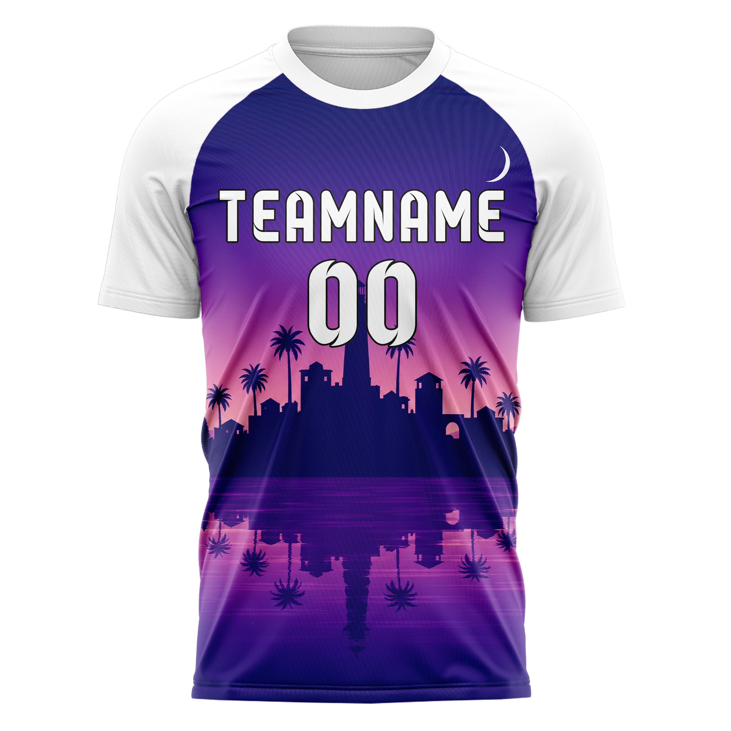 Lila Seaside Skyline Design 15-0596 individuelles Fußballtrikot front