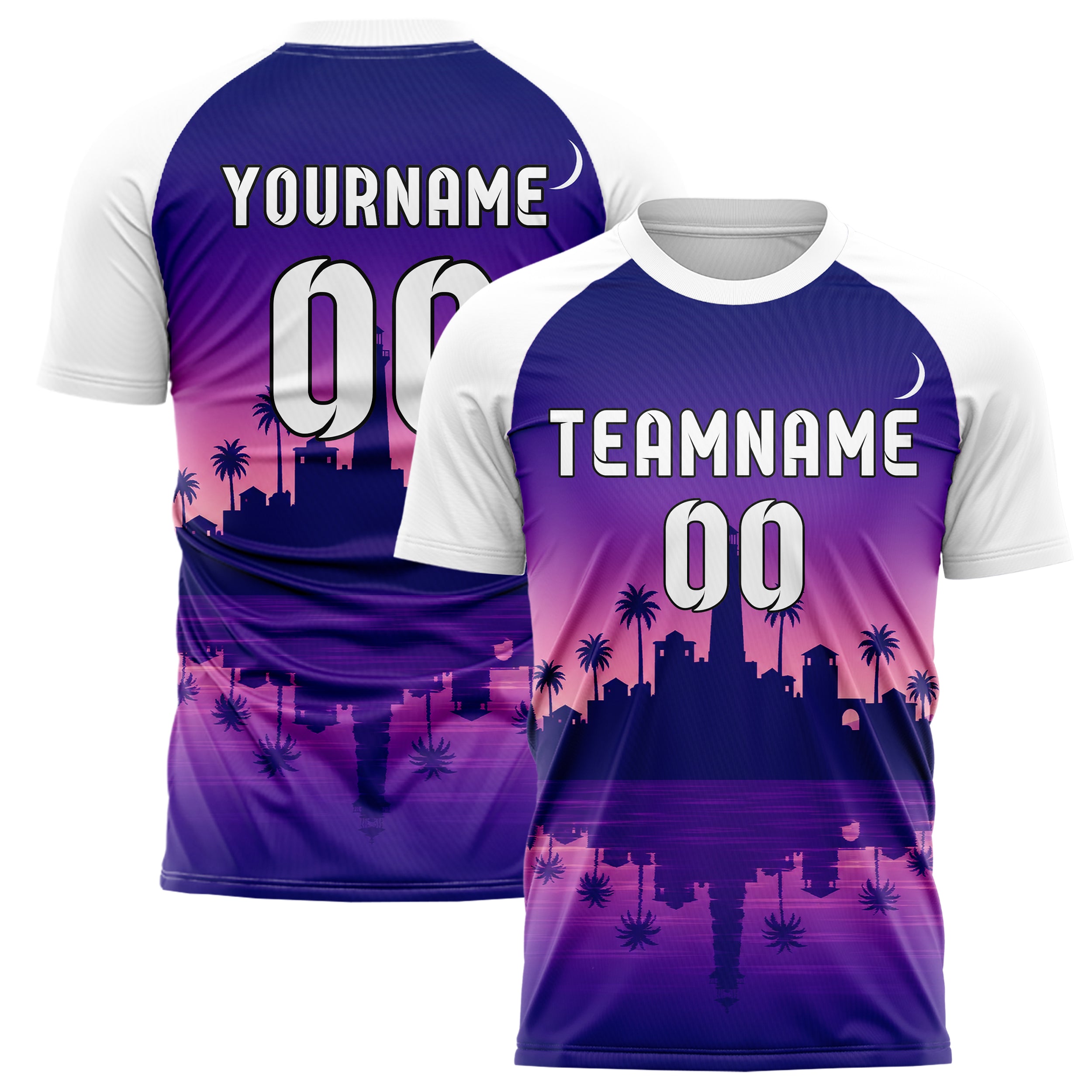 Lila Seaside Skyline Design 15-0596 individuelles Fußballtrikot main