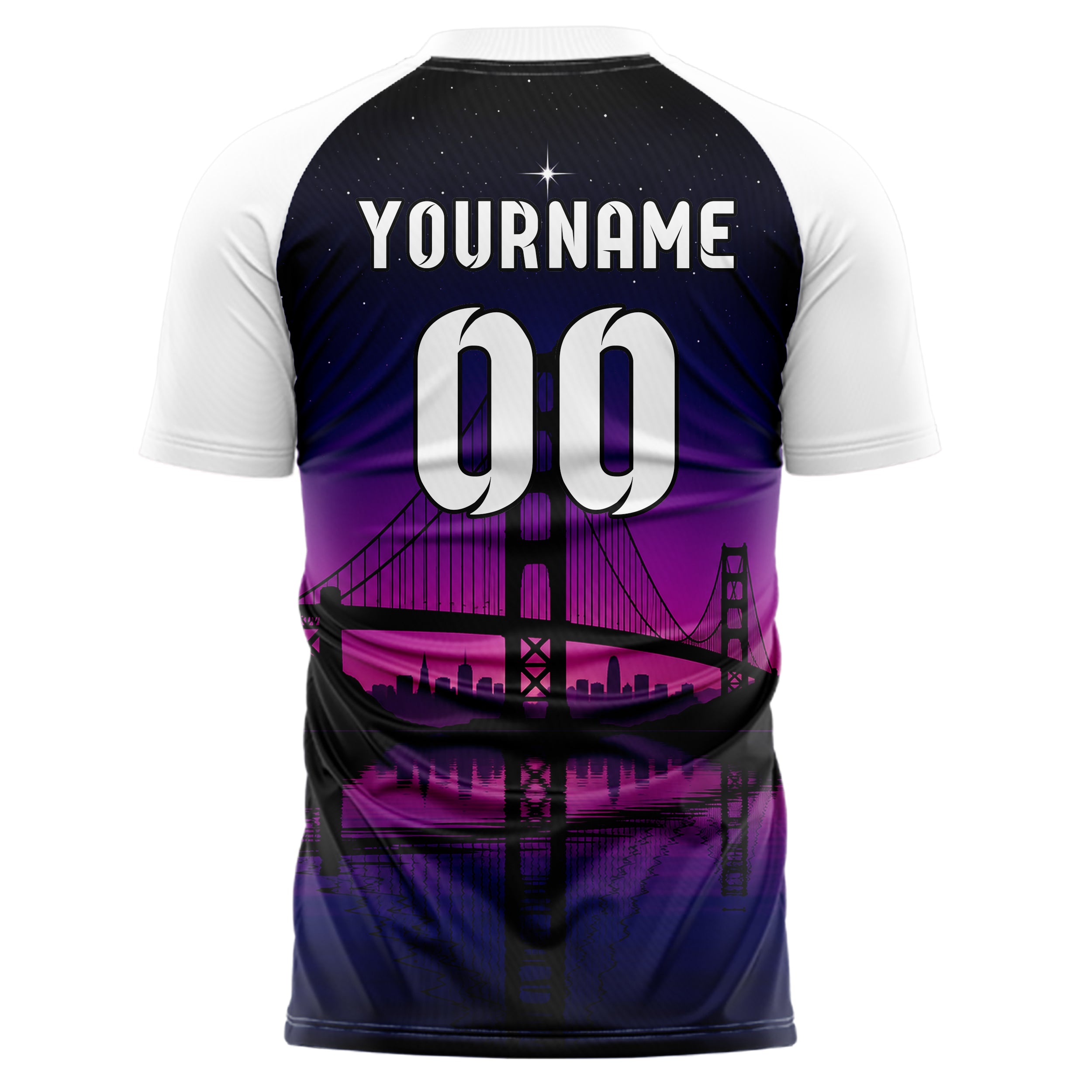 Schwarz Golden Gate Skyline Design 15-0278 individuelles Fußballtrikot back