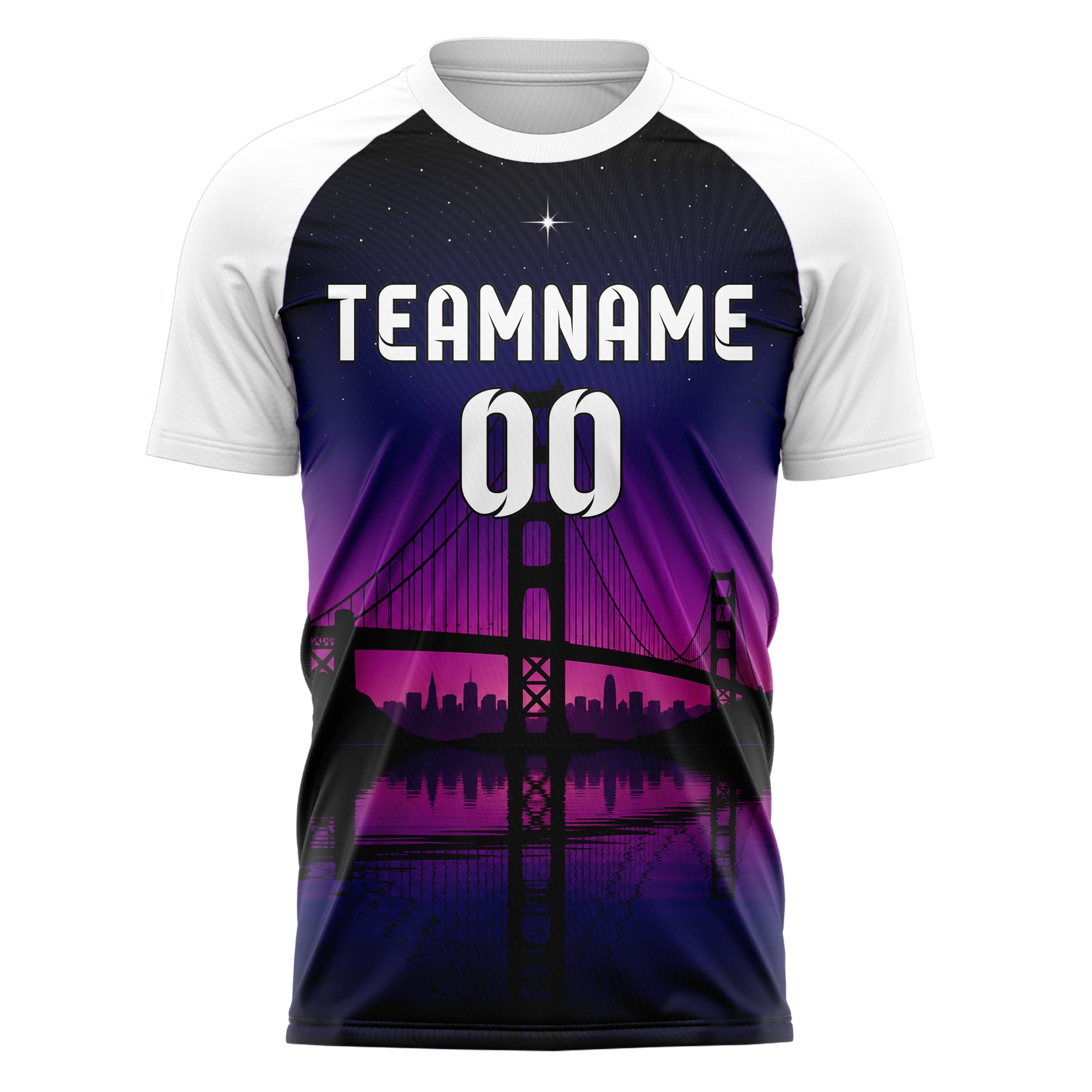 Schwarz Golden Gate Skyline Design 15-0278 individuelles Fußballtrikot front