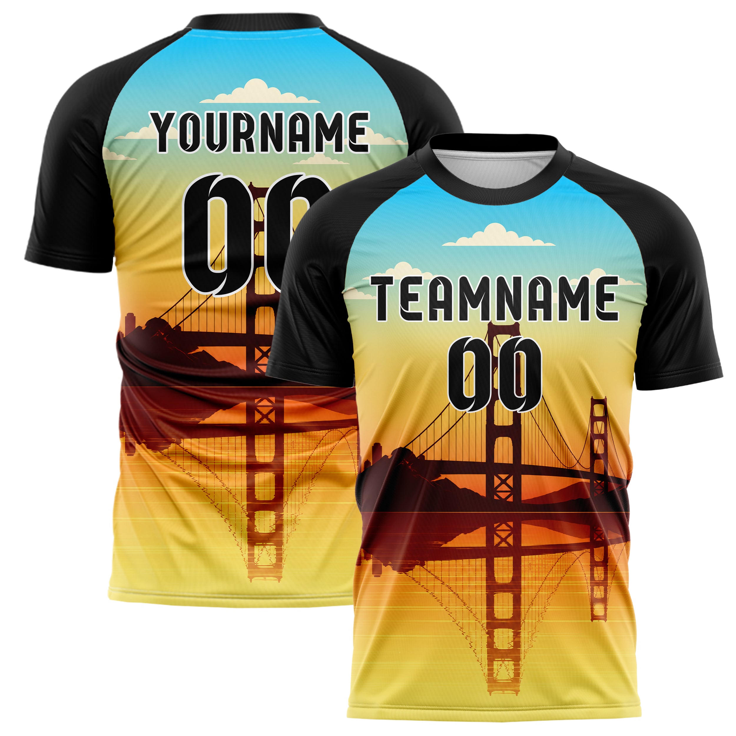 Gelb Golden Gate Skyline Design 15-0275 individuelles Fußballtrikot main