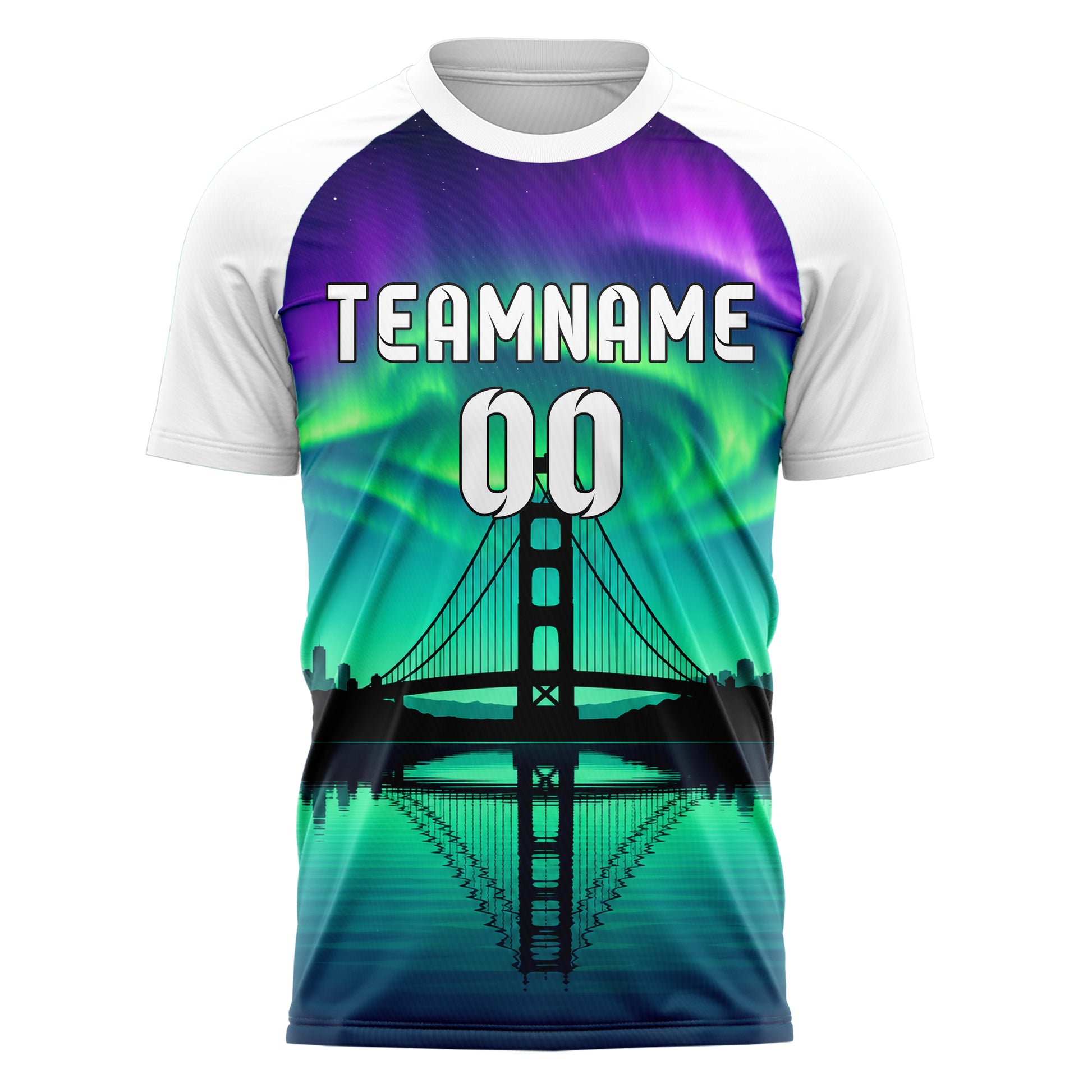 Petrol Golden Gate Skyline Design 15-0280 individuelles Fußballtrikot front