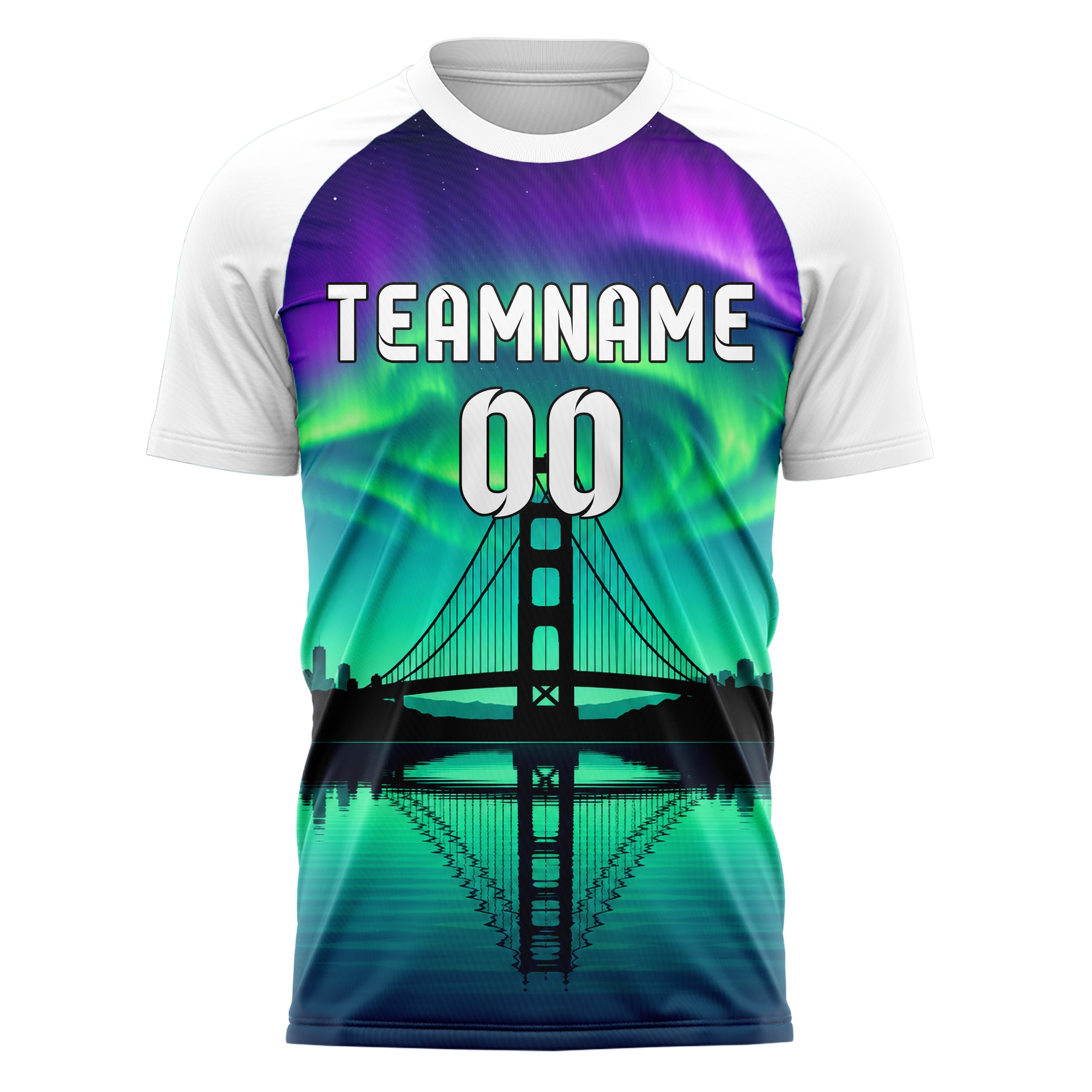 Petrol Golden Gate Skyline Design 15-0280 individuelles Fußballtrikot front