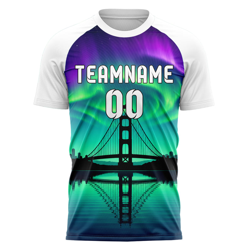 Petrol Golden Gate Skyline Design 15-0280 individuelles Fußballtrikot front