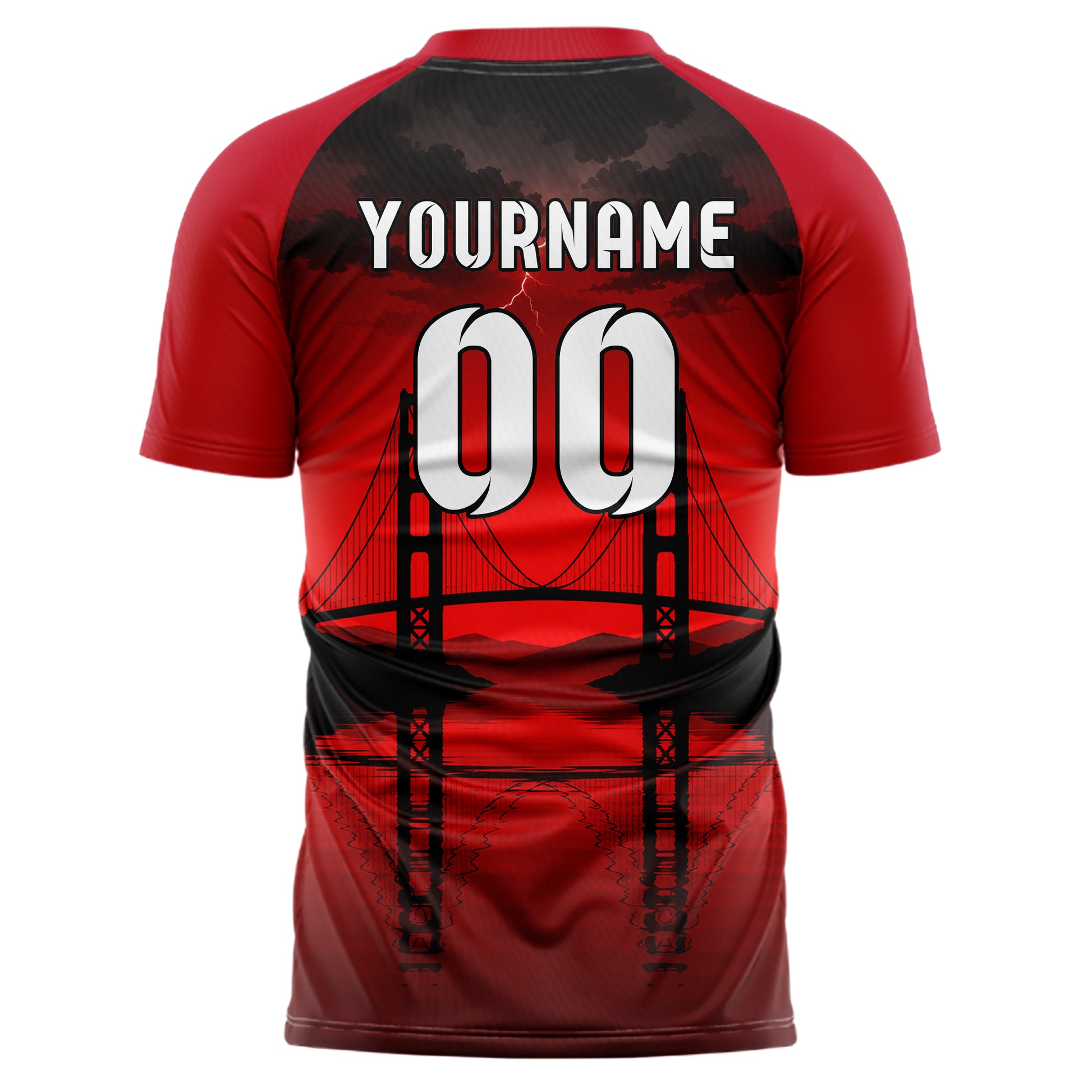Schwarz Golden Gate Skyline Design 15-0277 individuelles Fußballtrikot back