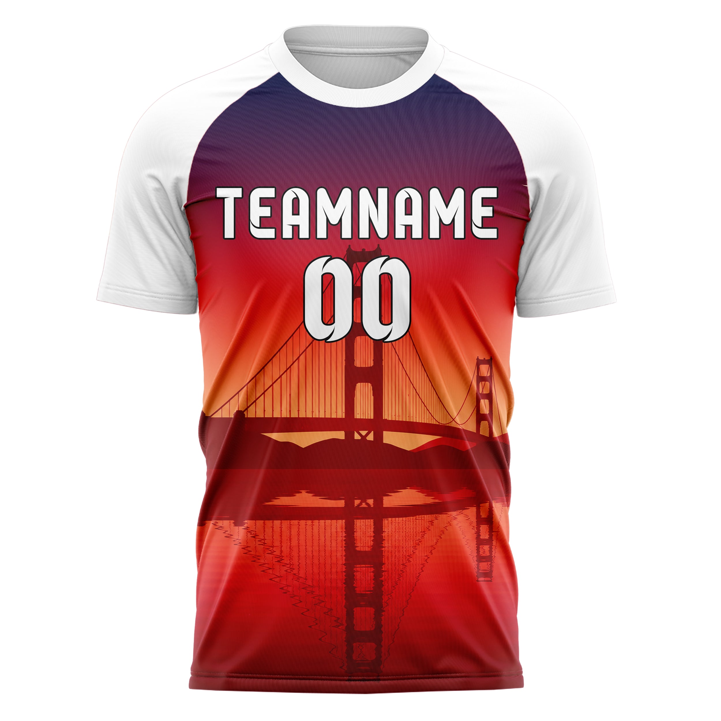 Rot Golden Gate Skyline Design 15-0273 individuelles Fußballtrikot front