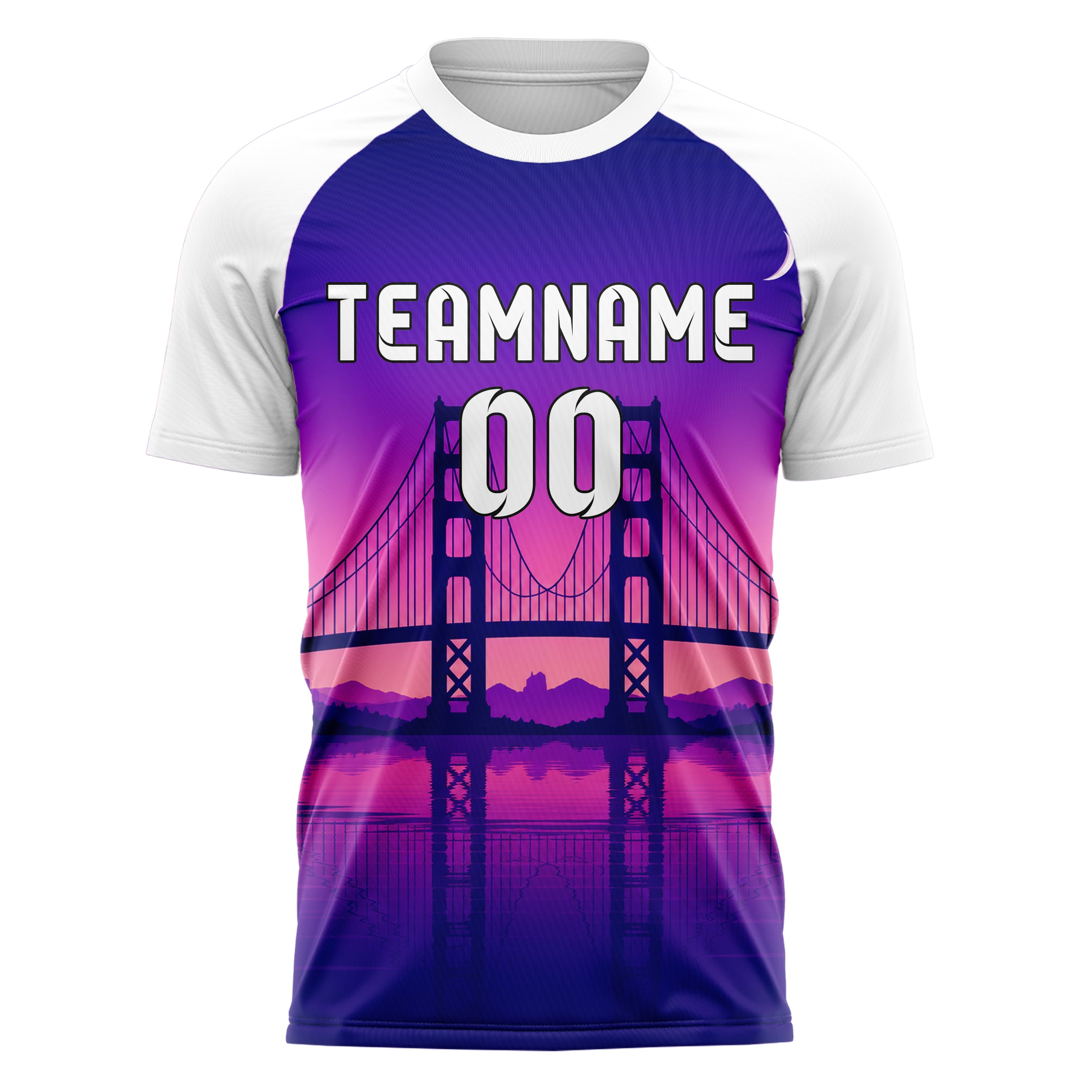 Lila Golden Gate Skyline Design 15-0276 individuelles Fußballtrikot front
