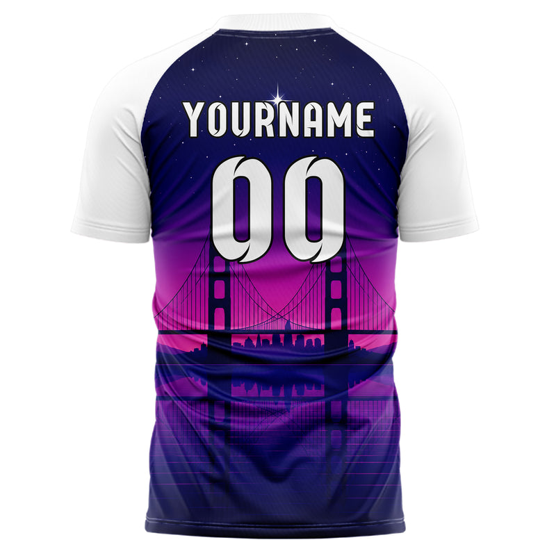 Marineblau Golden Gate Skyline Design 15-0279 individuelles Fußballtrikot back