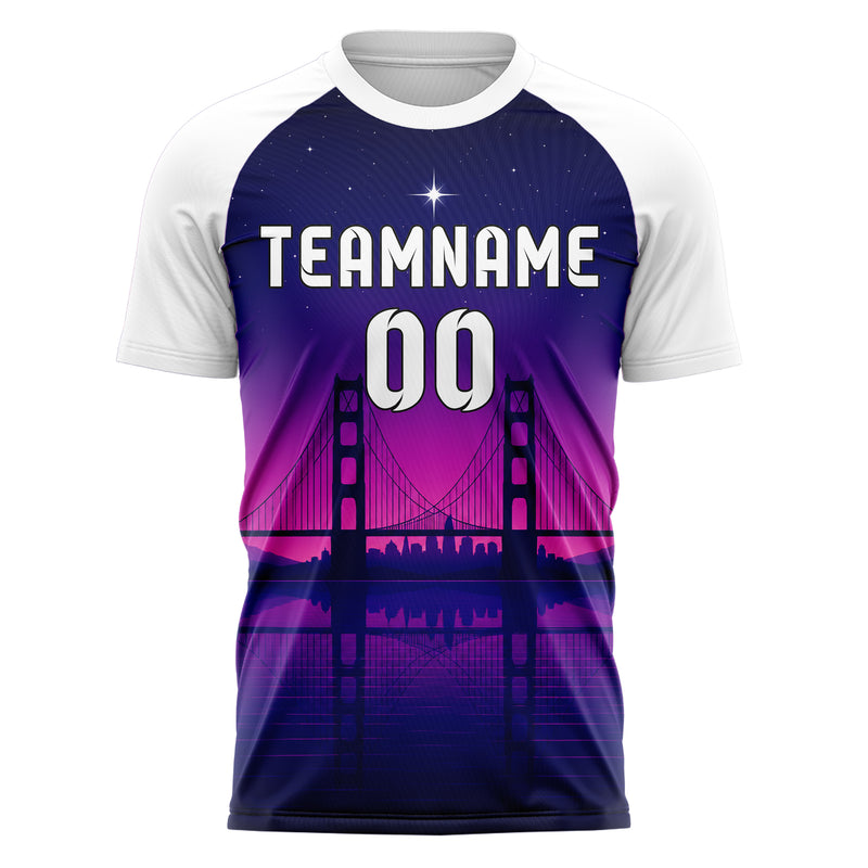 Marineblau Golden Gate Skyline Design 15-0279 individuelles Fußballtrikot front