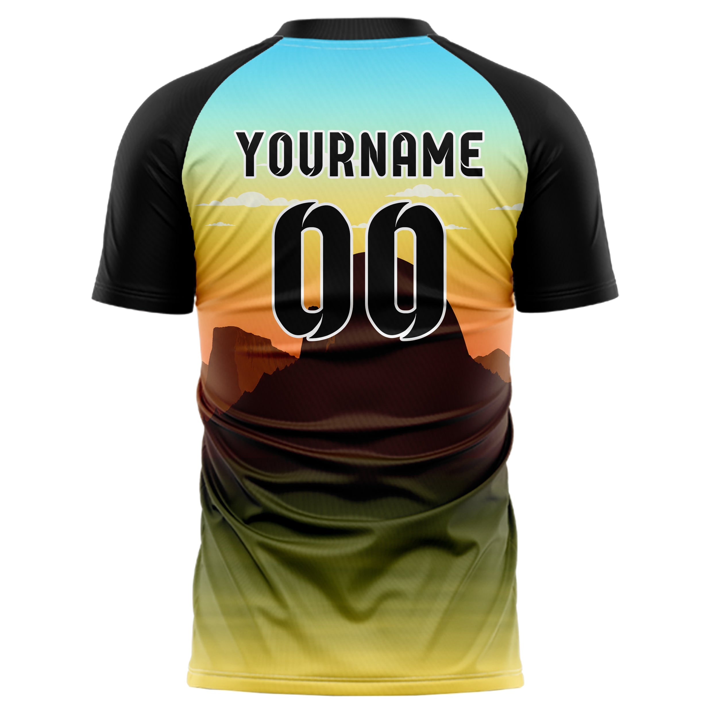 Gelb Half Dome Skyline Design 15-0335 individuelles Fußballtrikot back