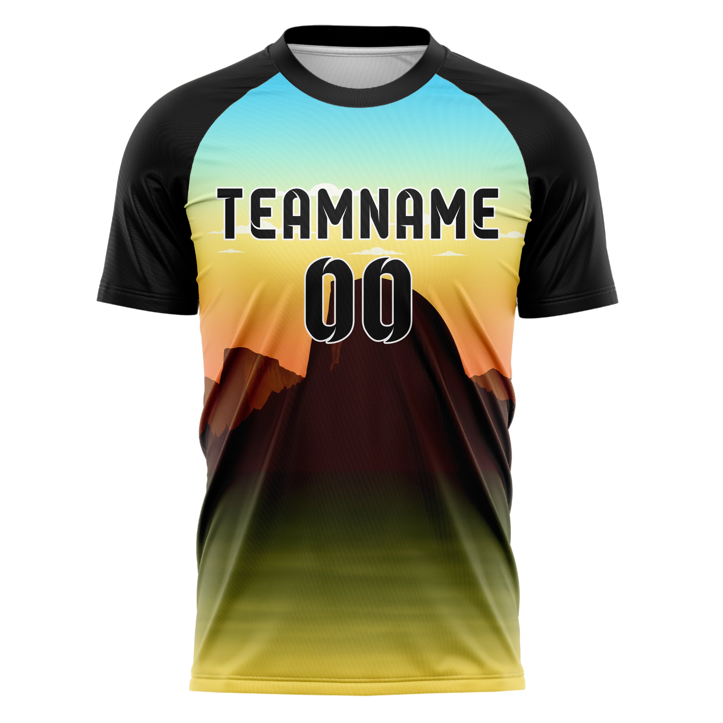 Gelb Half Dome Skyline Design 15-0335 individuelles Fußballtrikot front