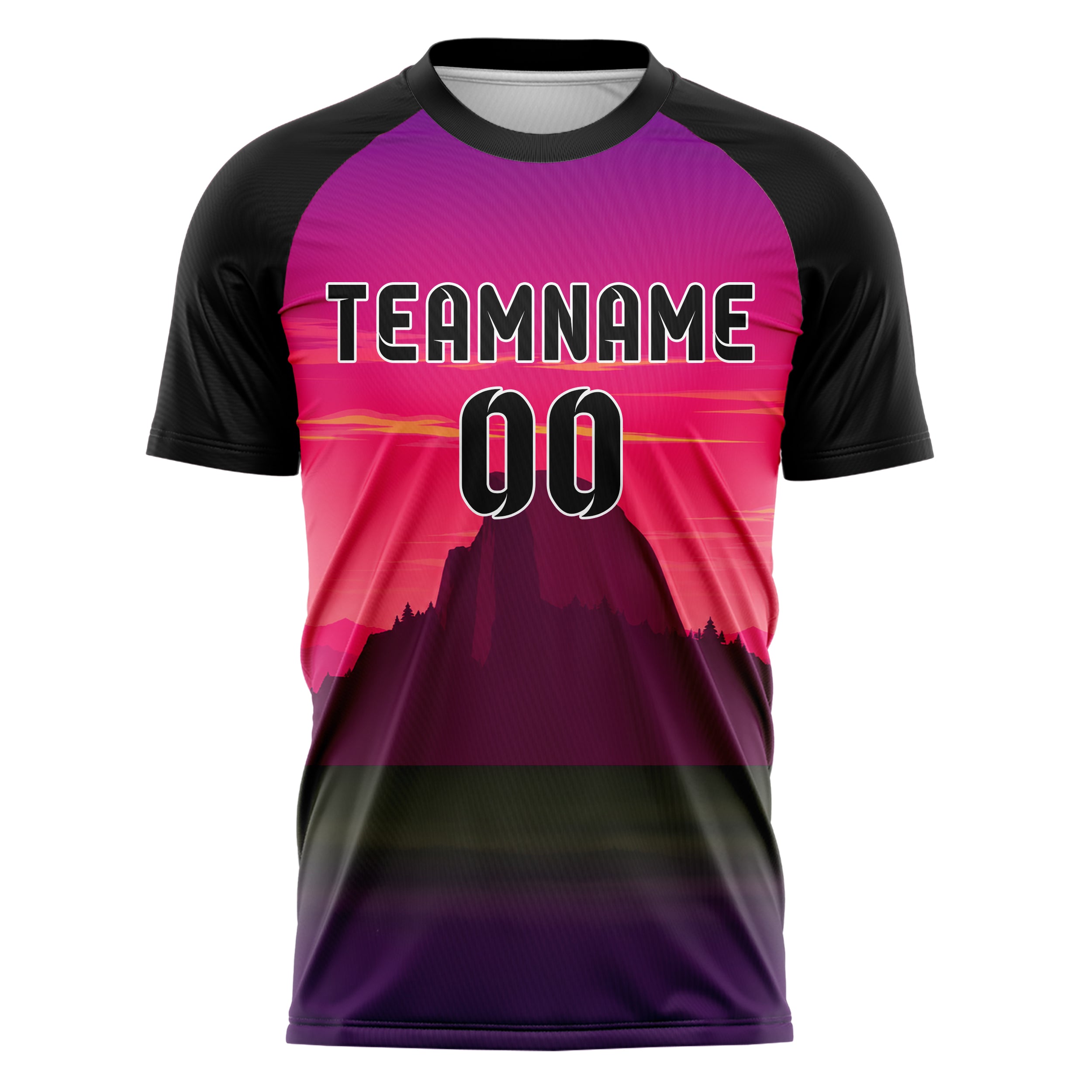 Hot Pink Half Dome Skyline Design 15-0331 individuelles Fußballtrikot front