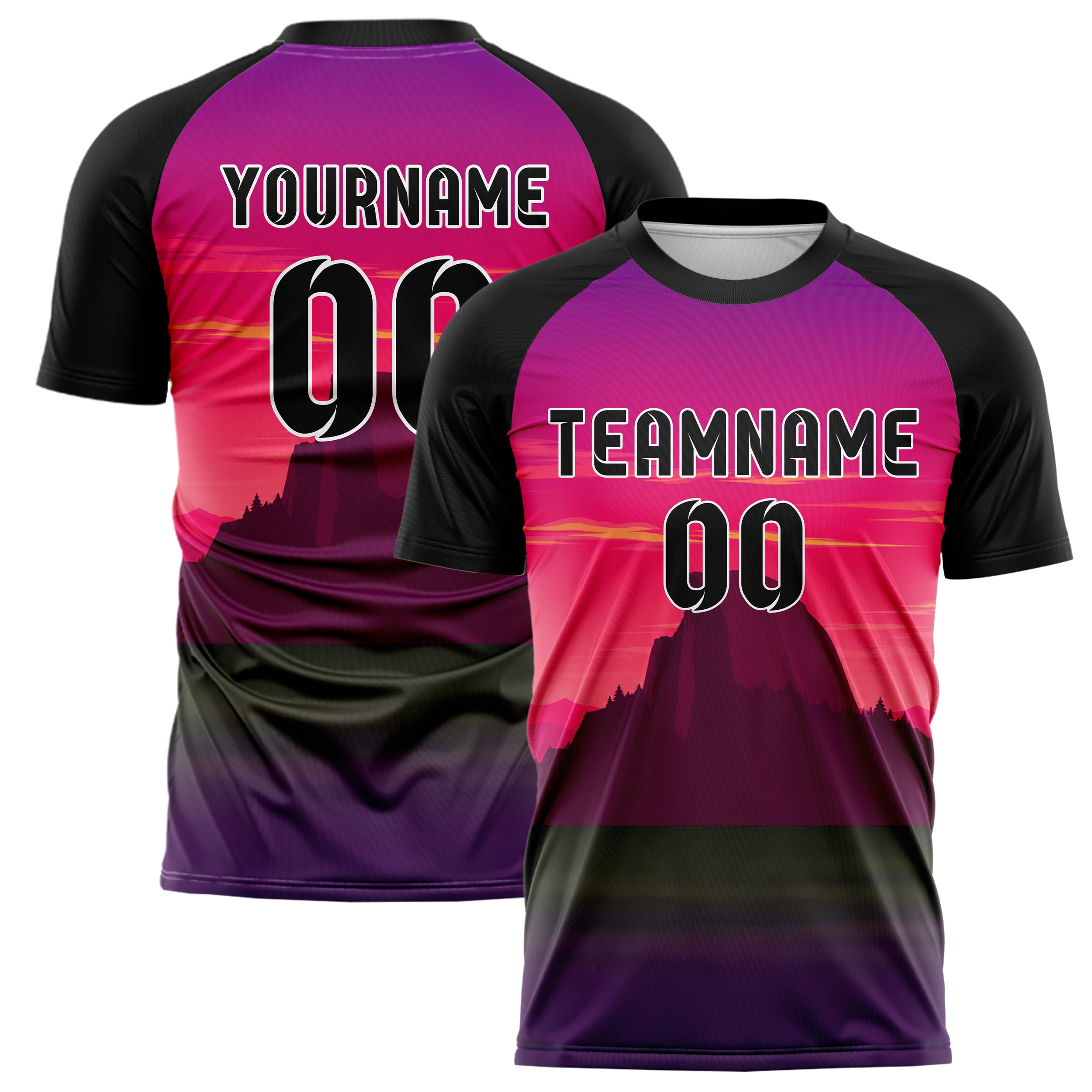 Hot Pink Half Dome Skyline Design 15-0331 individuelles Fußballtrikot main
